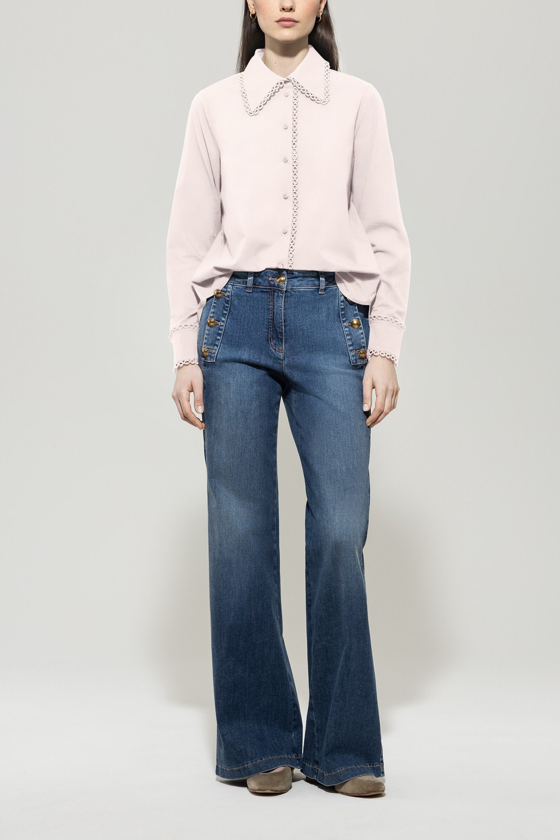 Hemdbluse aus Baumwoll-Voile - creamy powder - Standard | Model Front