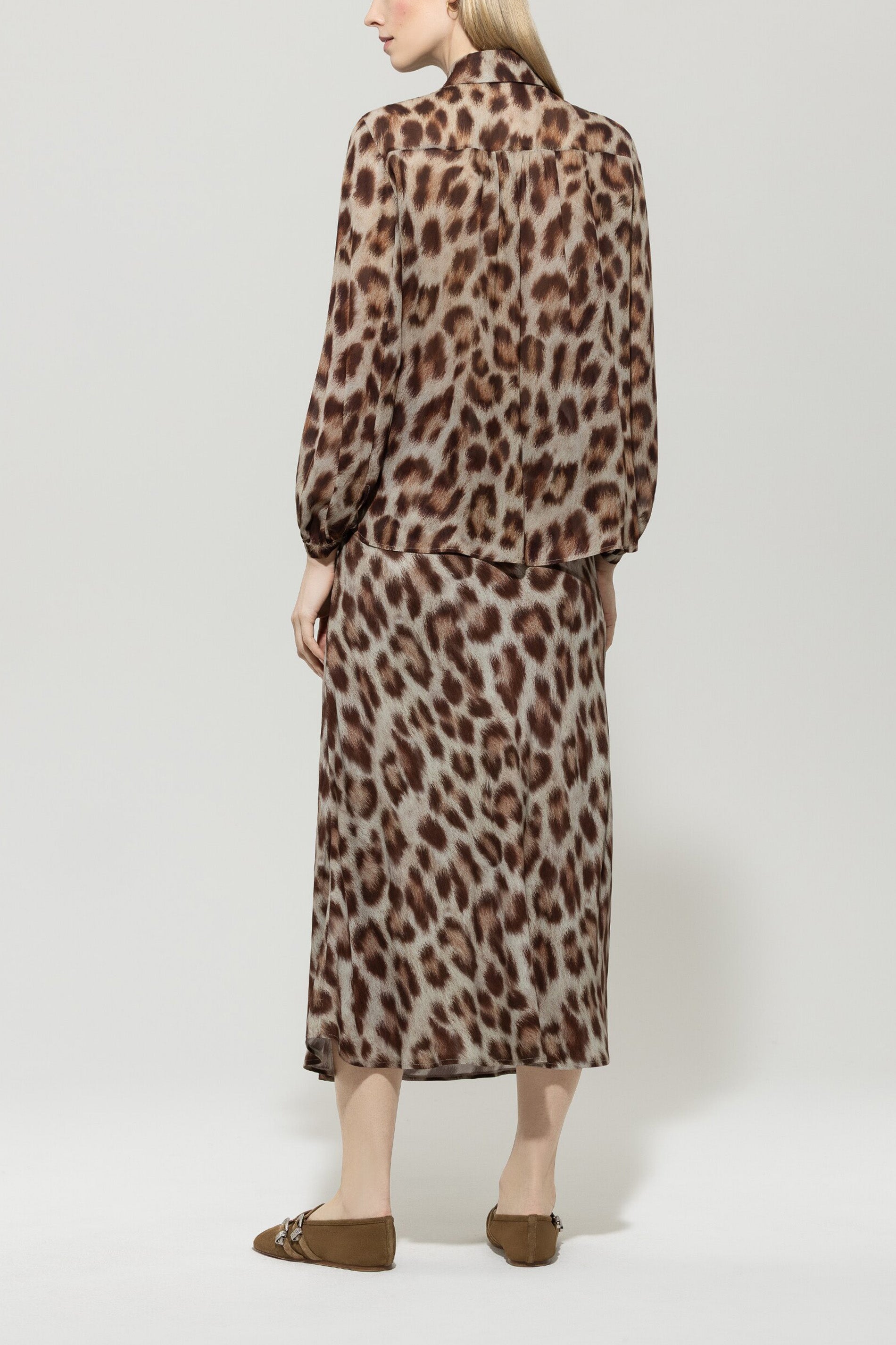 Hemdbluse mit Animal-Print - multi - Standard | Model Rück