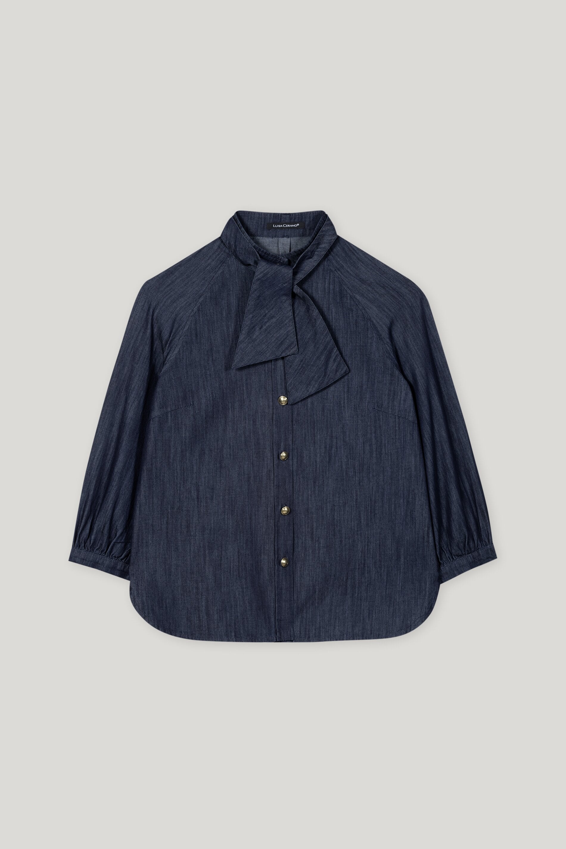 Denim-Bluse mit Schluppe - denim blue - Standard | Artikel Front