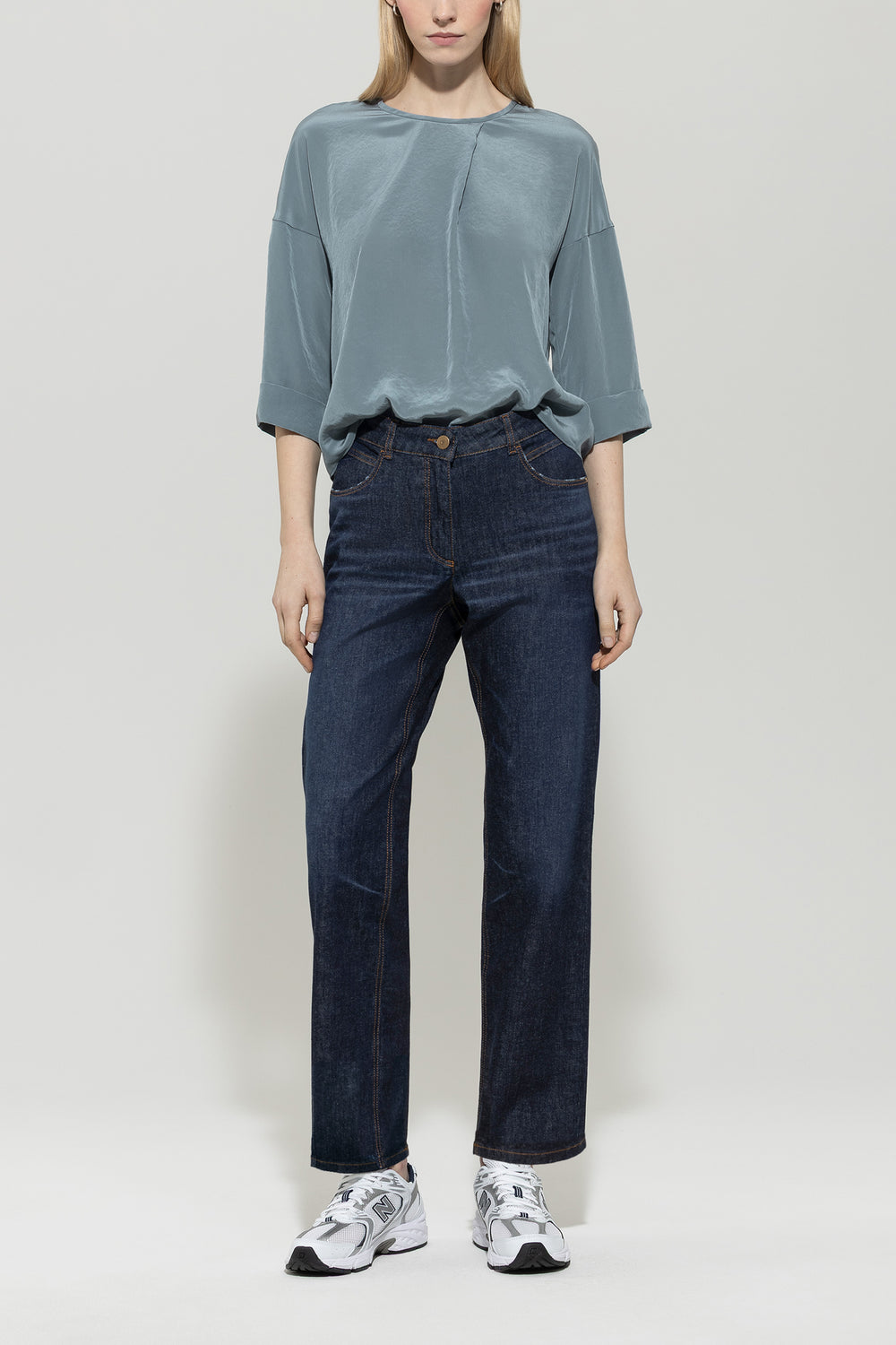 Flowing blouse shirt - grayish blue - Standard