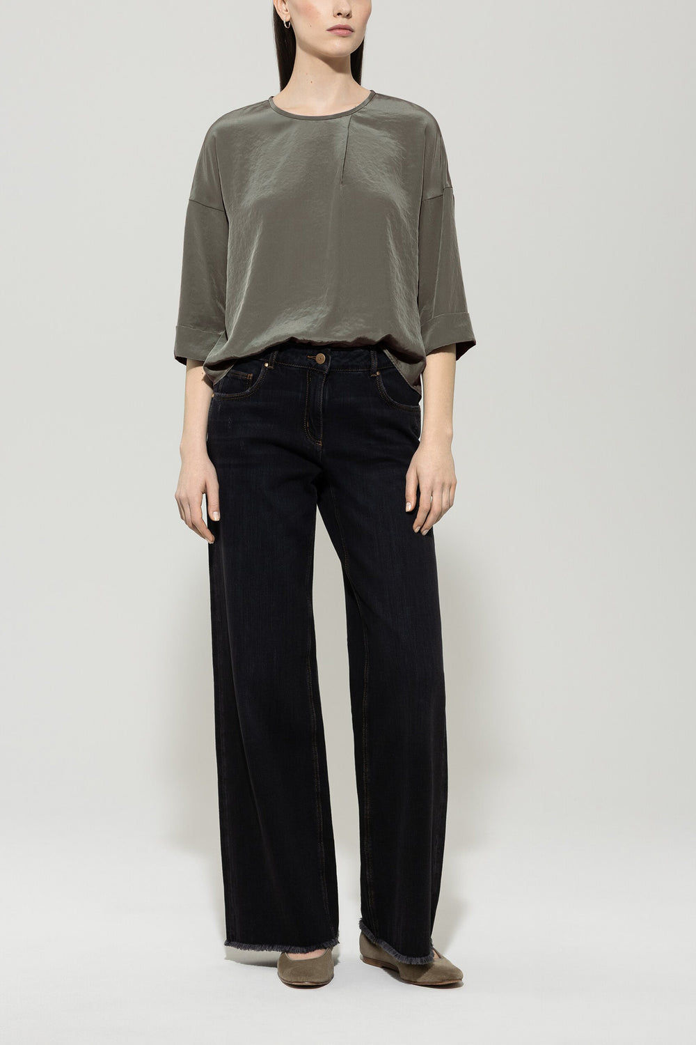 Flowing blouse shirt - cool khaki - Standard