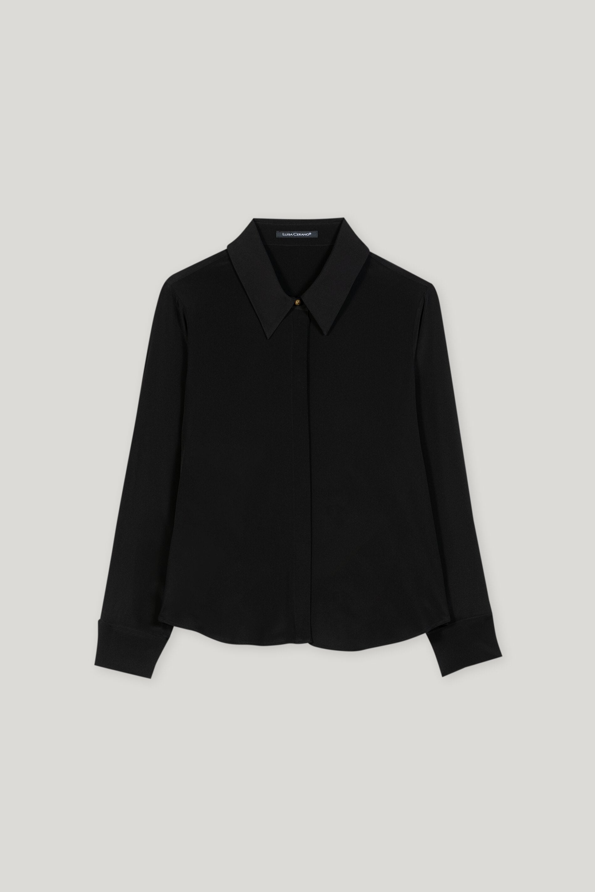 Hemdbluse aus Seiden-Mix - deep black - Standard | Artikel Front