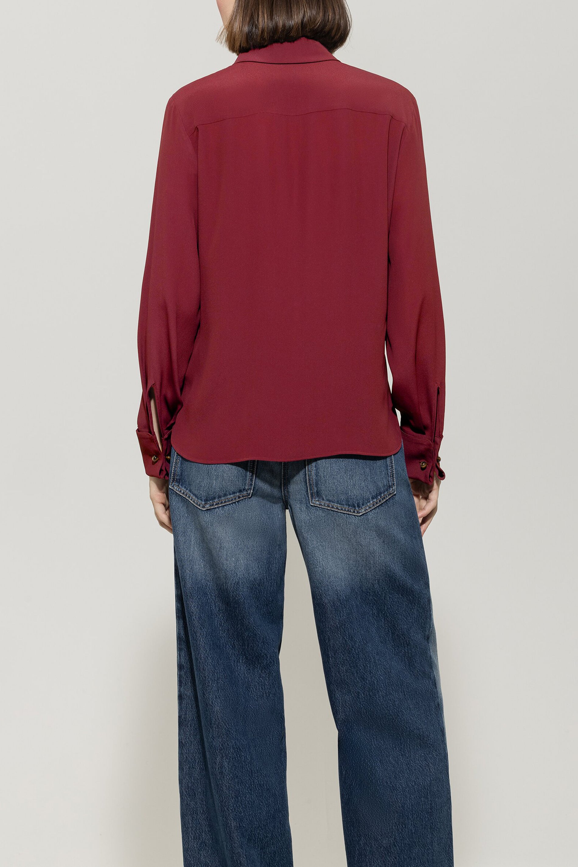 Hemdbluse aus Seiden-Mix - berry red - Standard | Model Rück