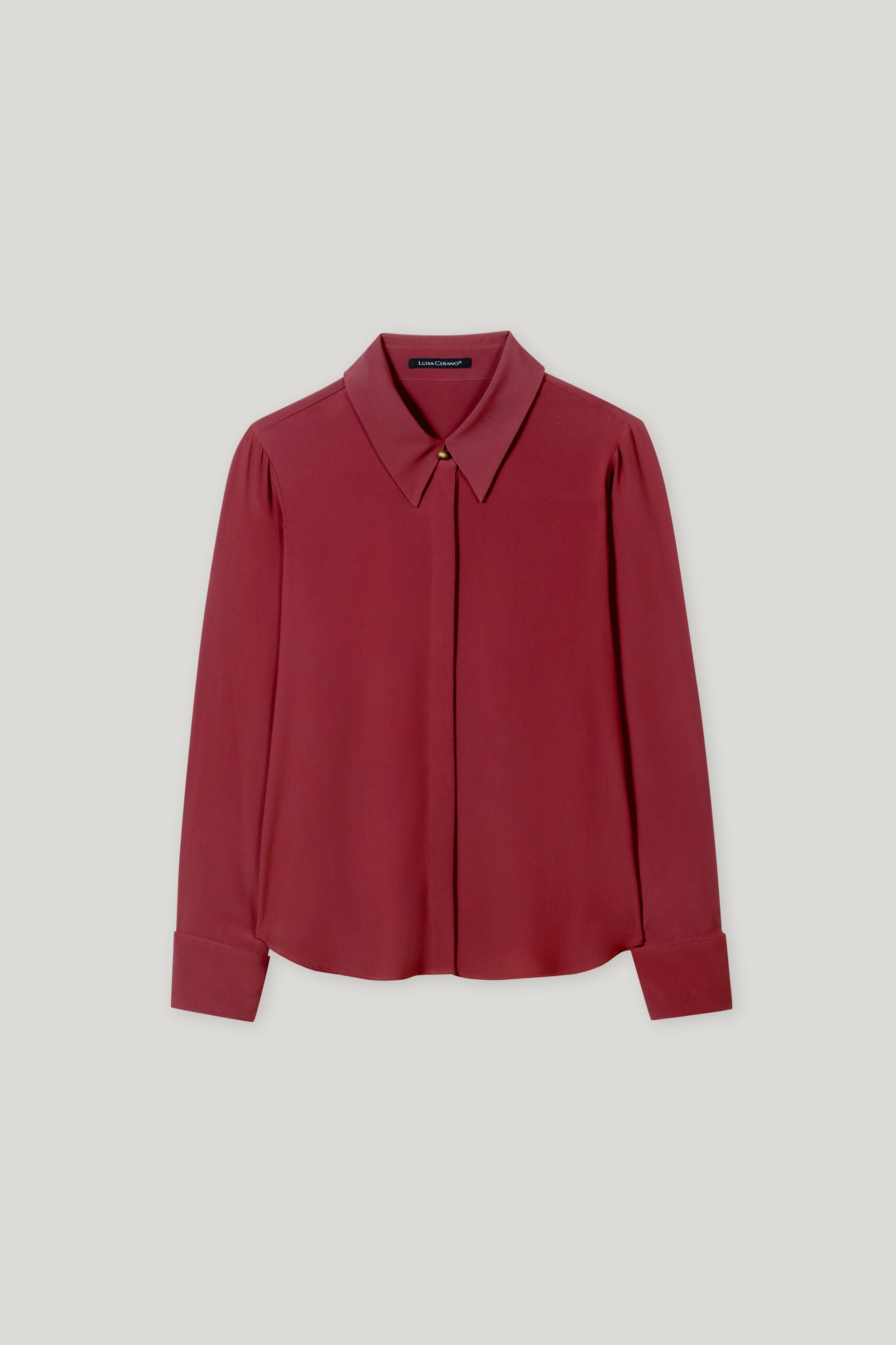 Hemdbluse aus Seiden-Mix - berry red - Standard | Artikel Front