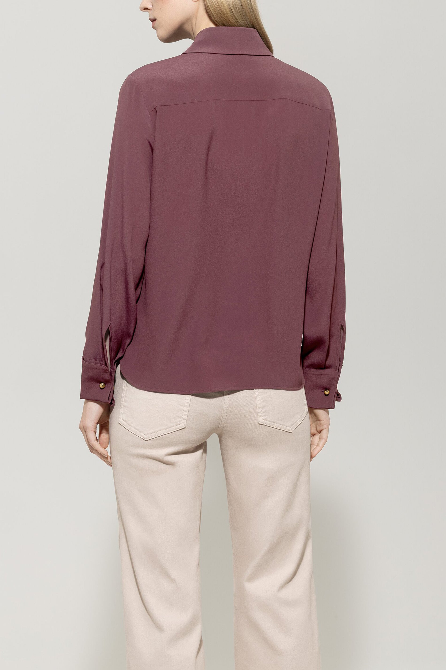 Hemdbluse aus Seiden-Mix - heather - Standard | Model Rück