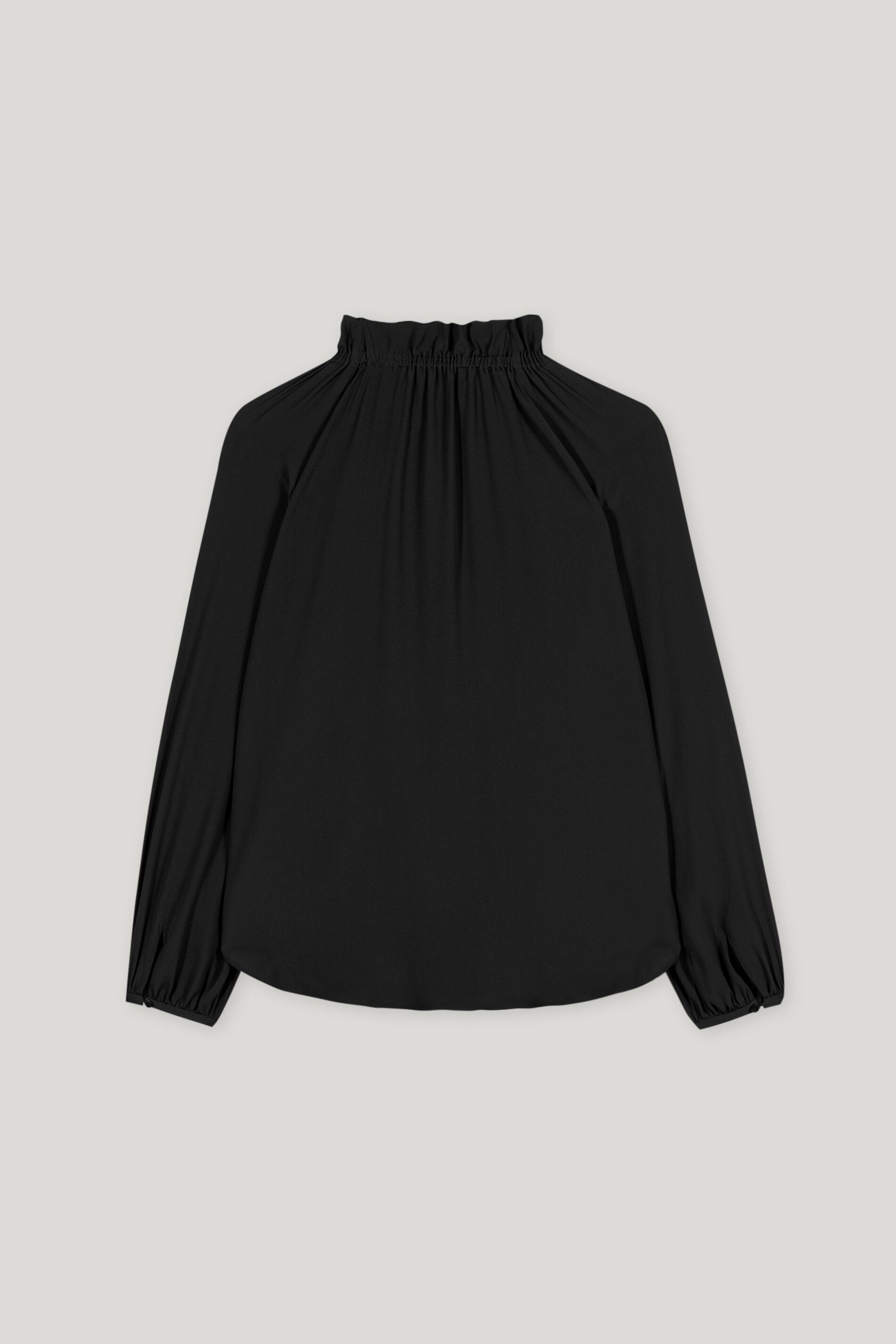 Rüschenbluse aus Seiden-Mix - deep black - Standard | Artikel Rück