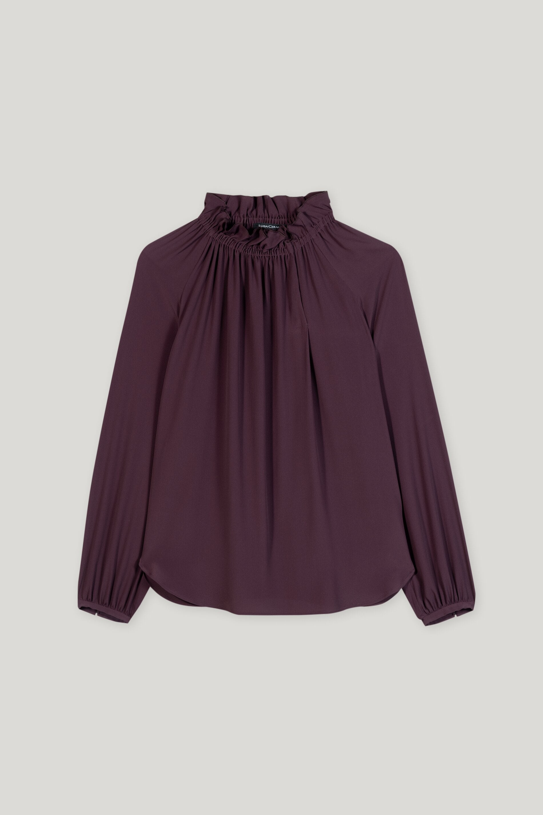 Rüschenbluse aus Seiden-Mix - burgundy - Standard | Artikel Front