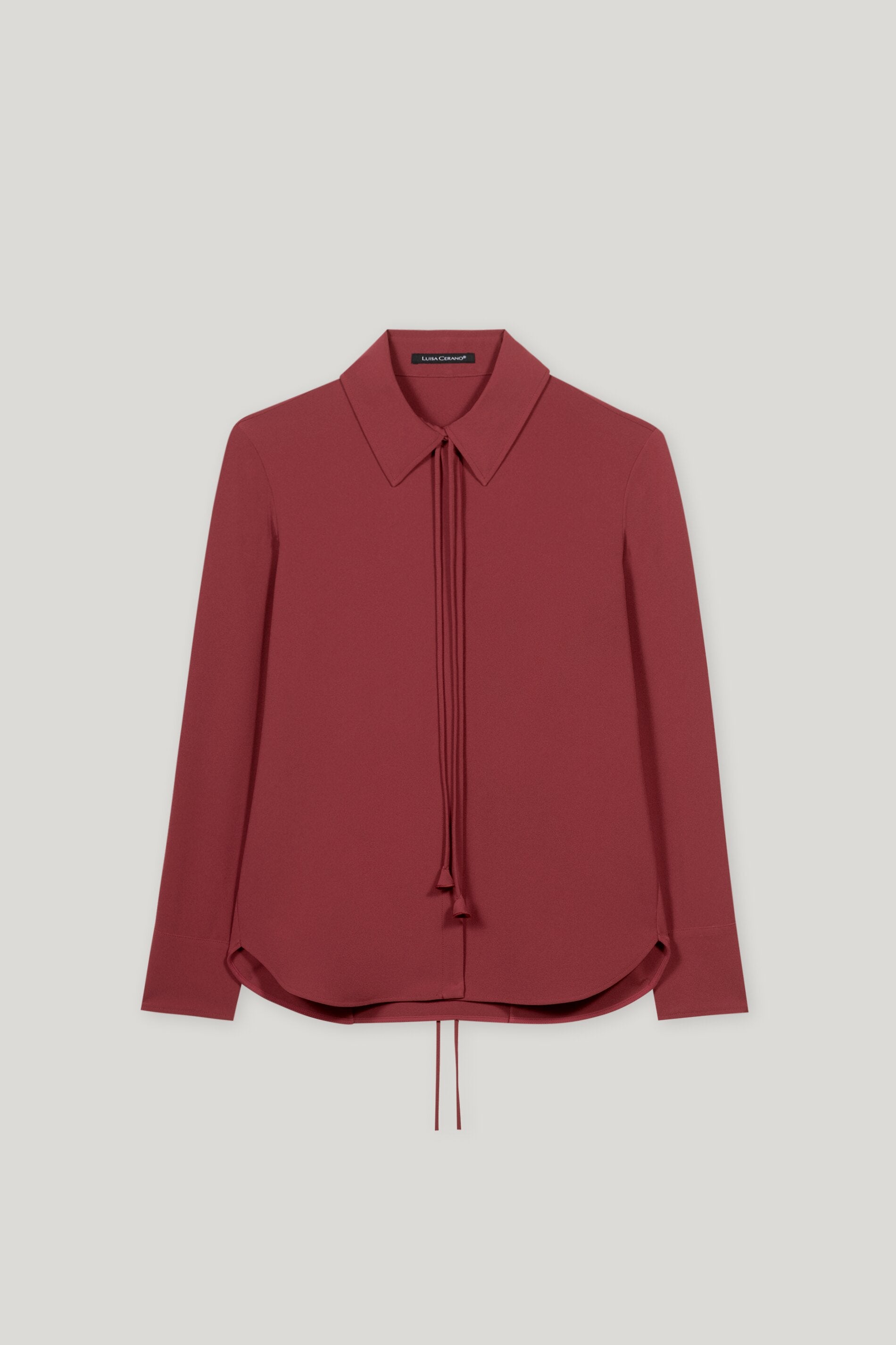 Hemdbluse mit Bindebanddetail - berry red - Standard | Artikel Front