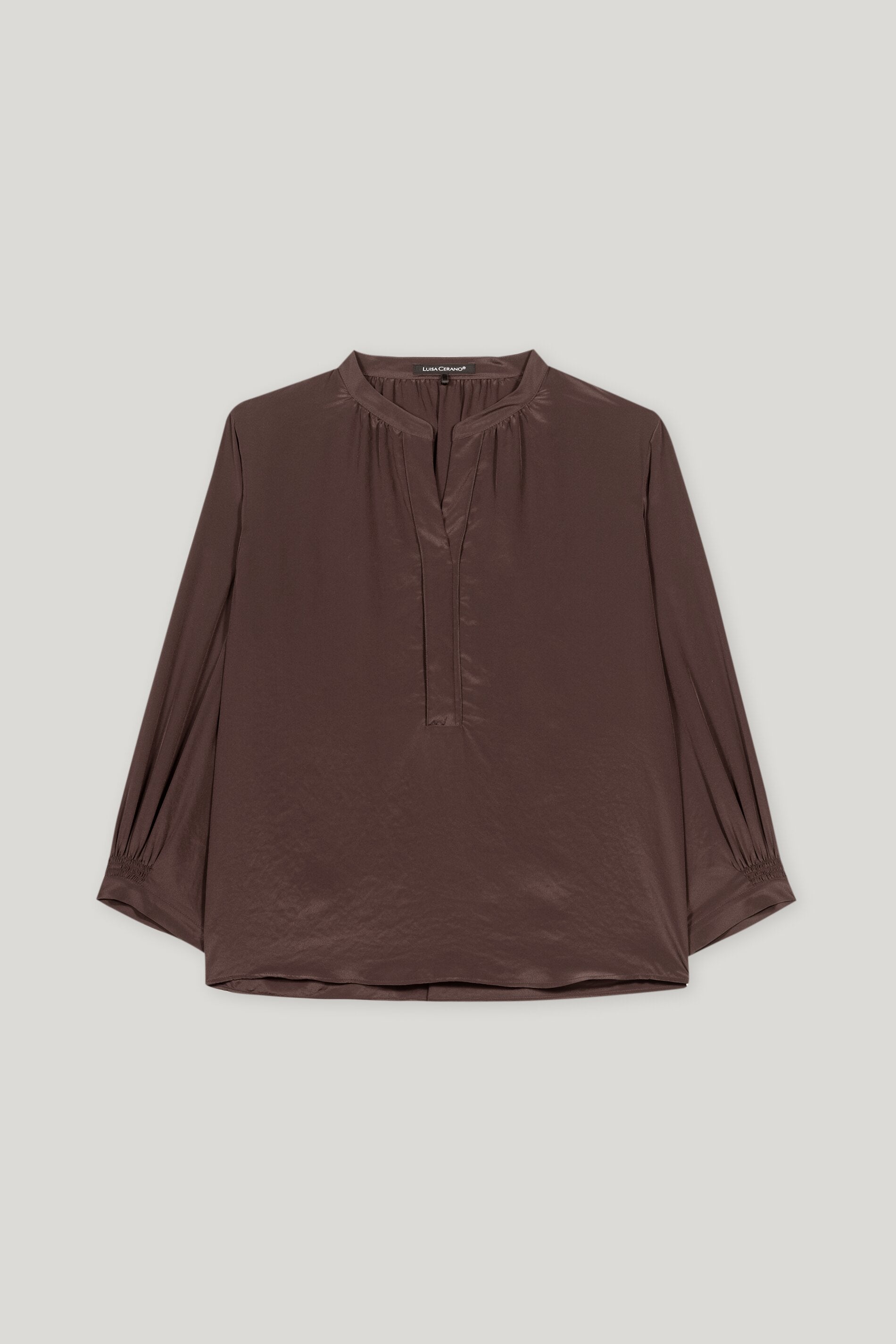 Bluse mit Smokdetail - espresso - Standard | Artikel Front