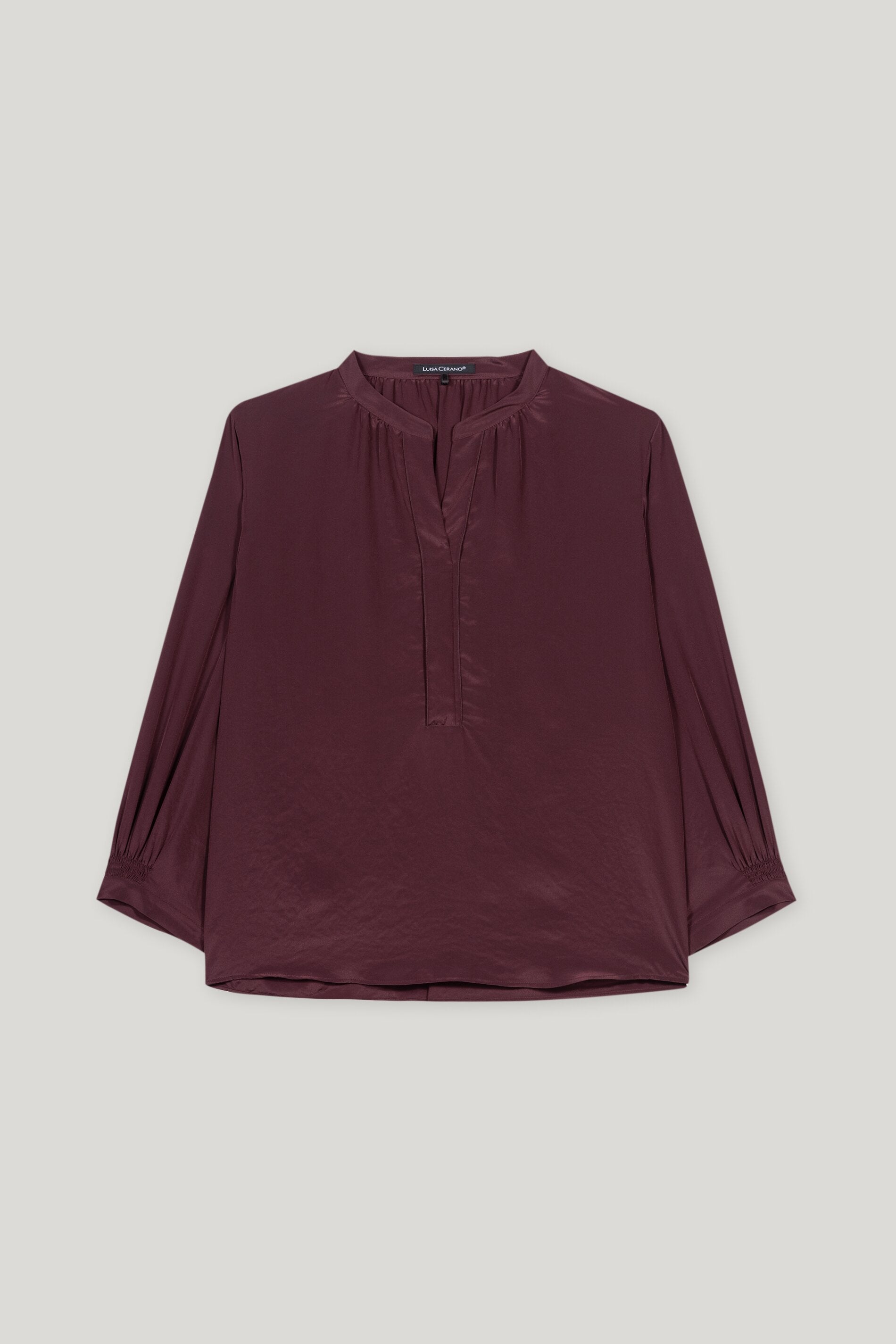 Bluse mit Smokdetail - burgundy - Standard | Artikel Front