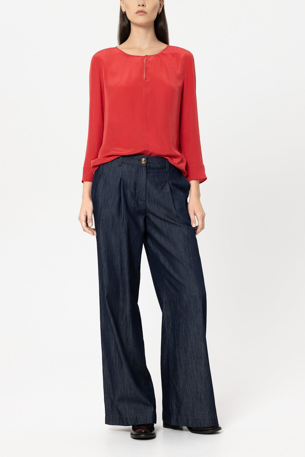 Fließendes Blusenshirt - cherry red - Standard