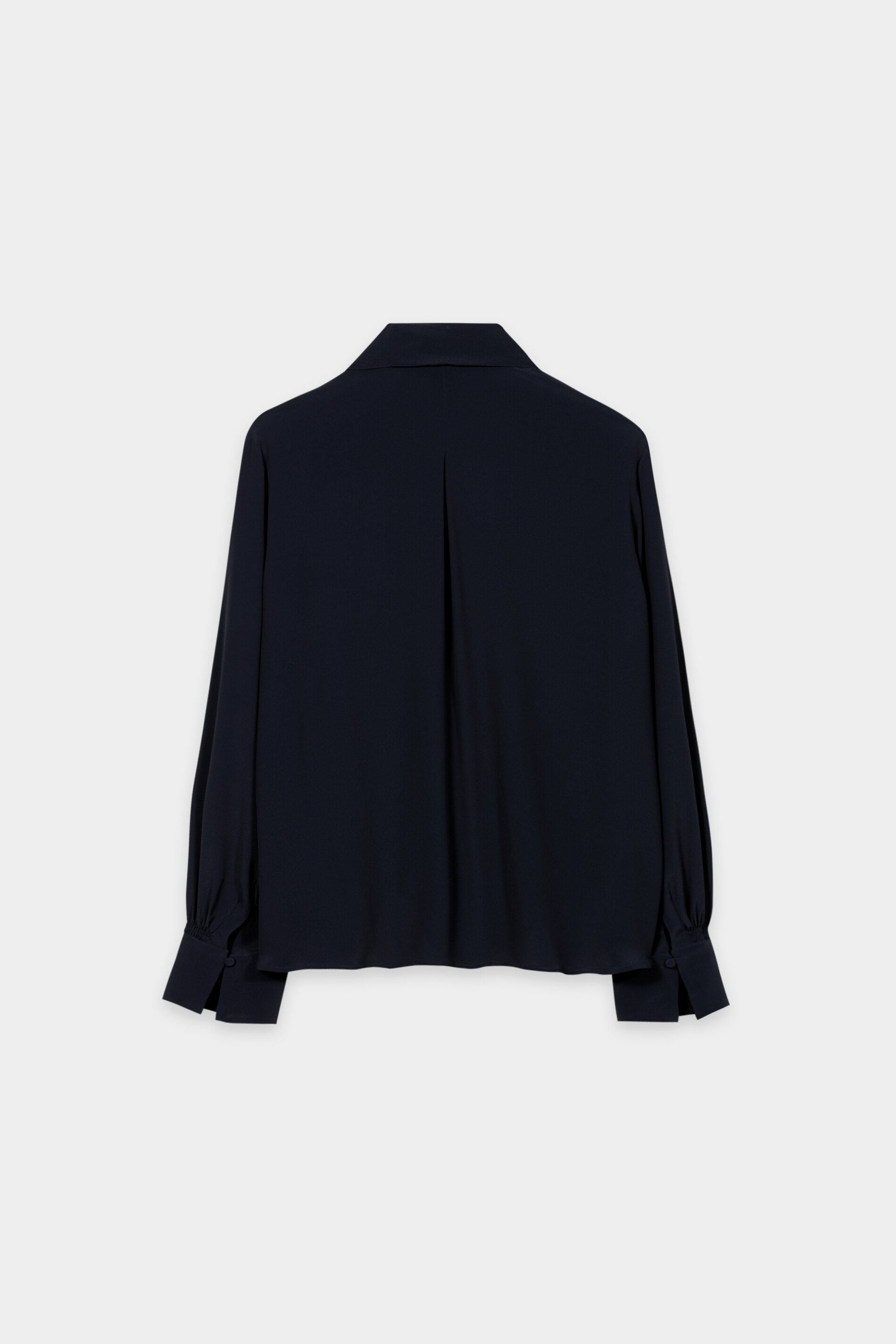 Schluppenbluse aus Seiden-Mix - navy blue - Standard | Artikel Rück