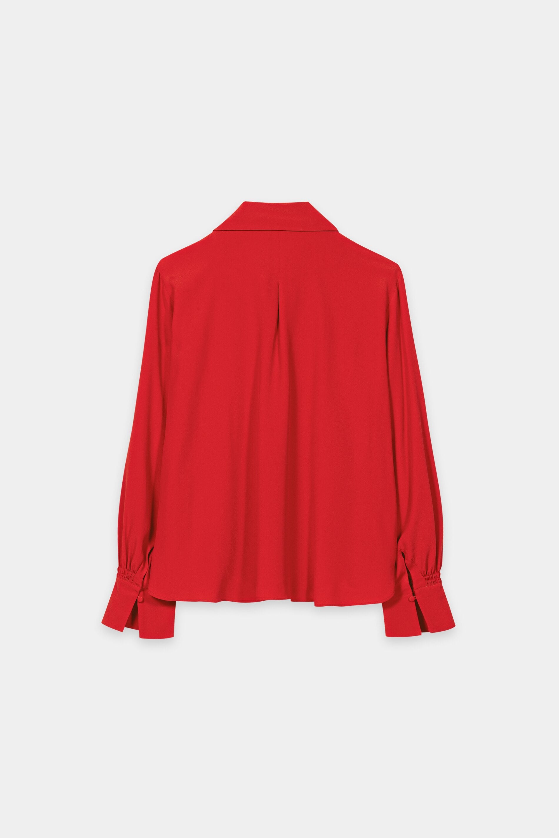 Schluppenbluse aus Seiden-Mix - cherry red - Standard | Artikel Rück