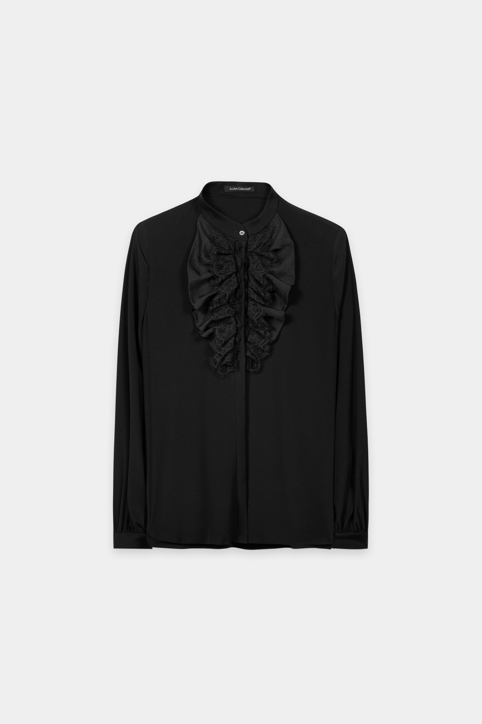 Spitzenbluse aus Seiden-Mix - pure black - Standard | Artikel Front