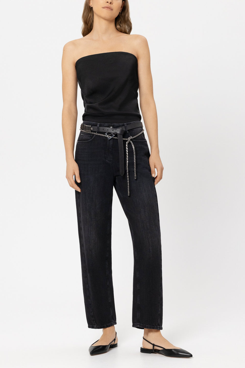 Off-shoulder corsage - black - Standard
