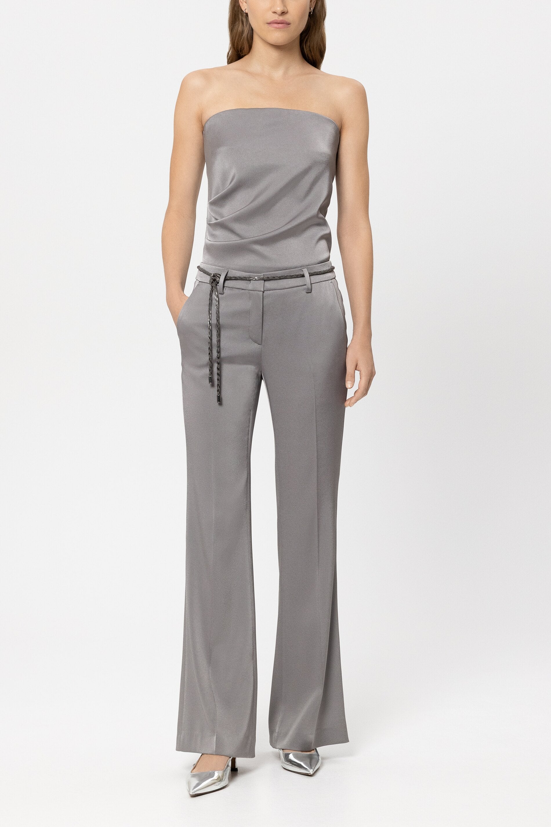 Off-Shoulder-Corsage - platin - Standard | Model Front