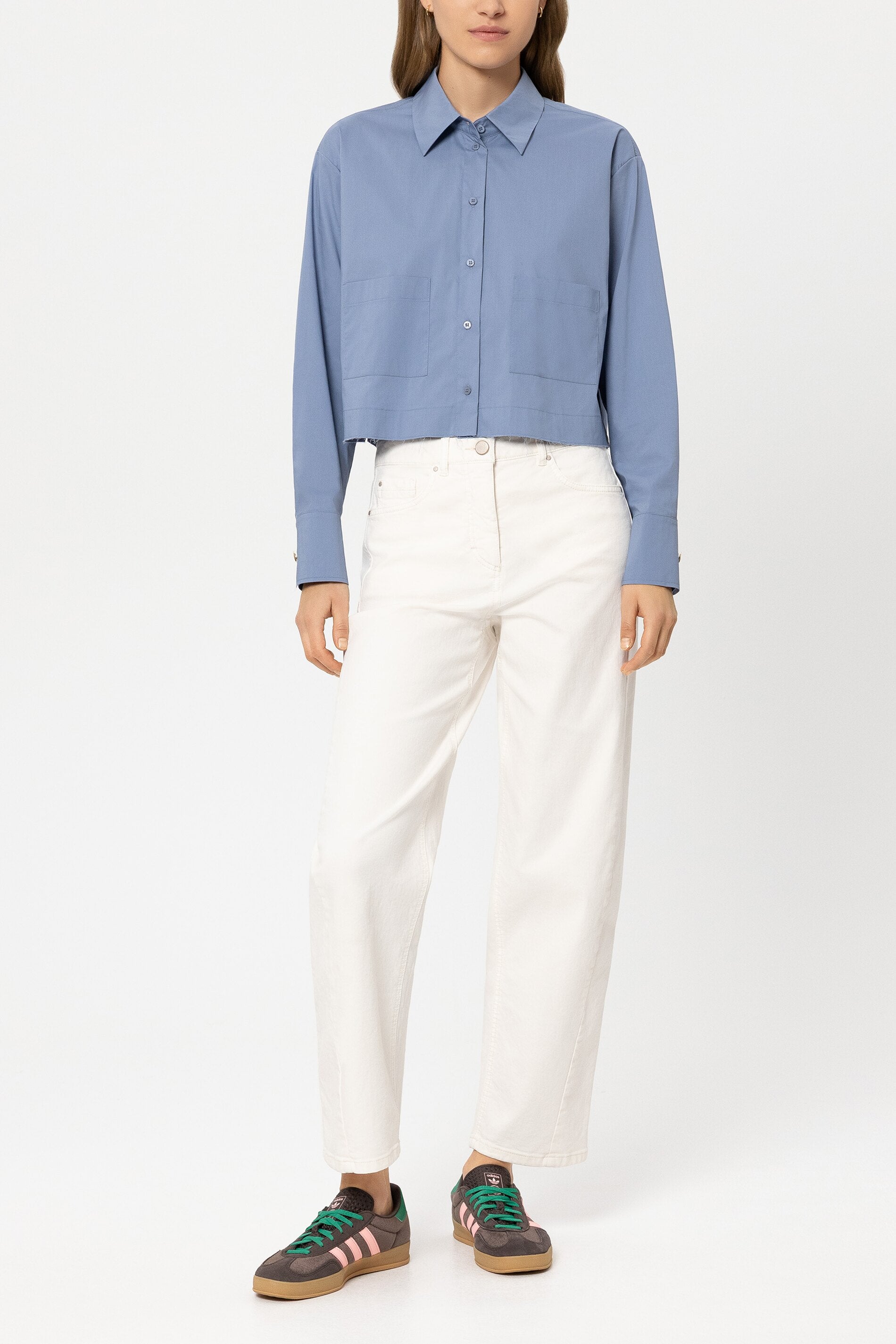 Hemdbluse aus Baumwoll-Mix - casual blue - Standard | Model Front