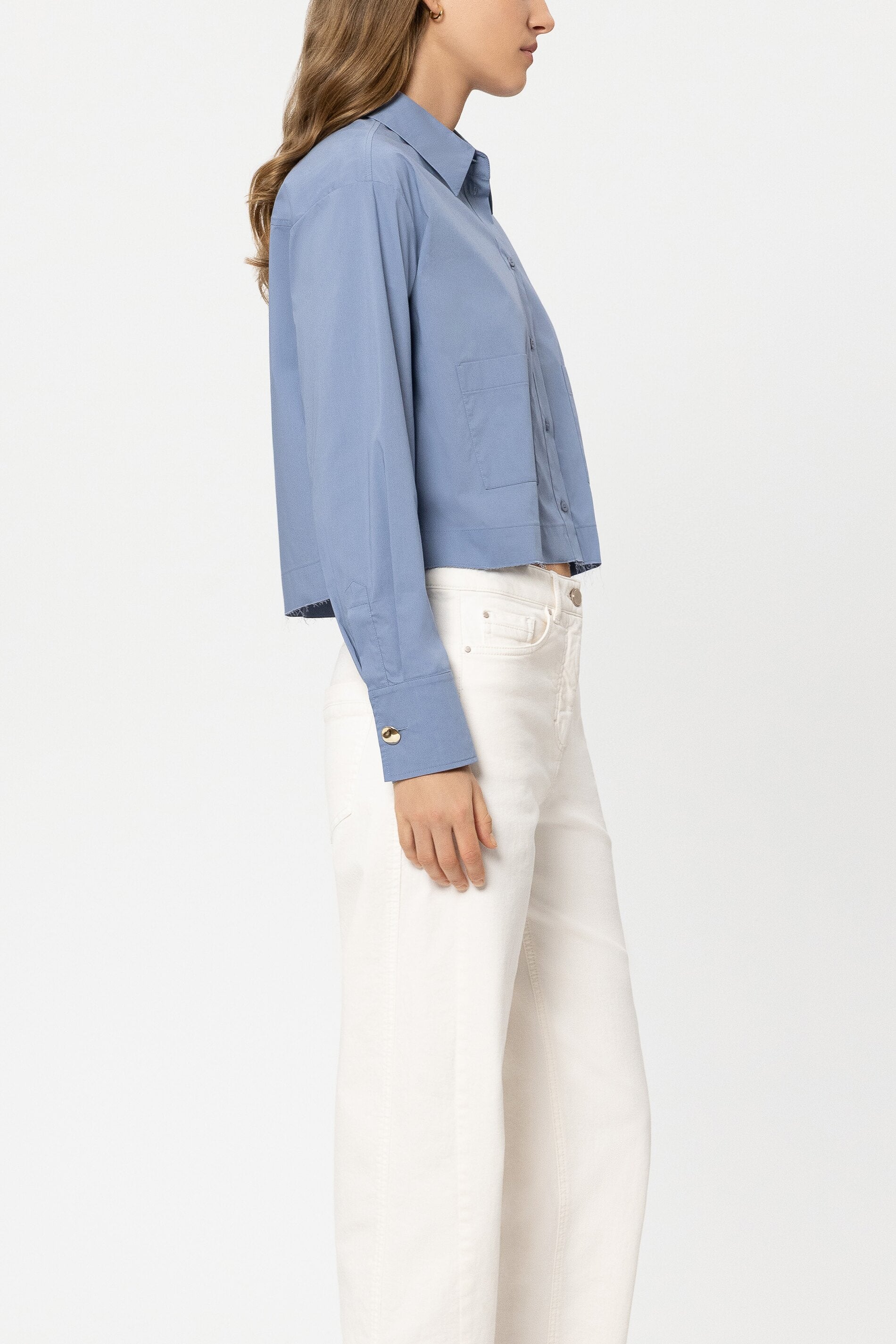 Hemdbluse aus Baumwoll-Mix - casual blue - Standard | Model Seite