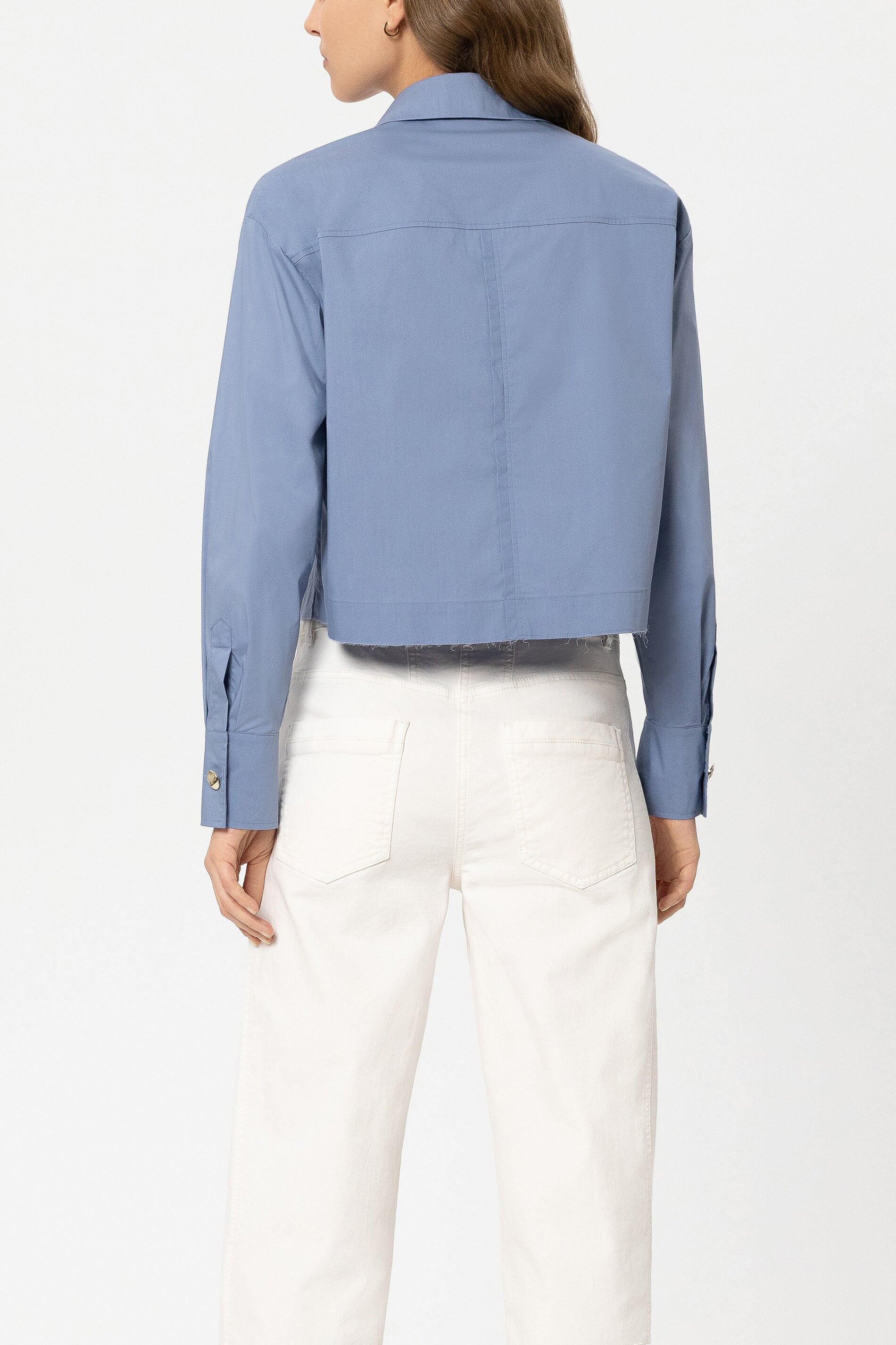 Hemdbluse aus Baumwoll-Mix - casual blue - Standard | Model Rück