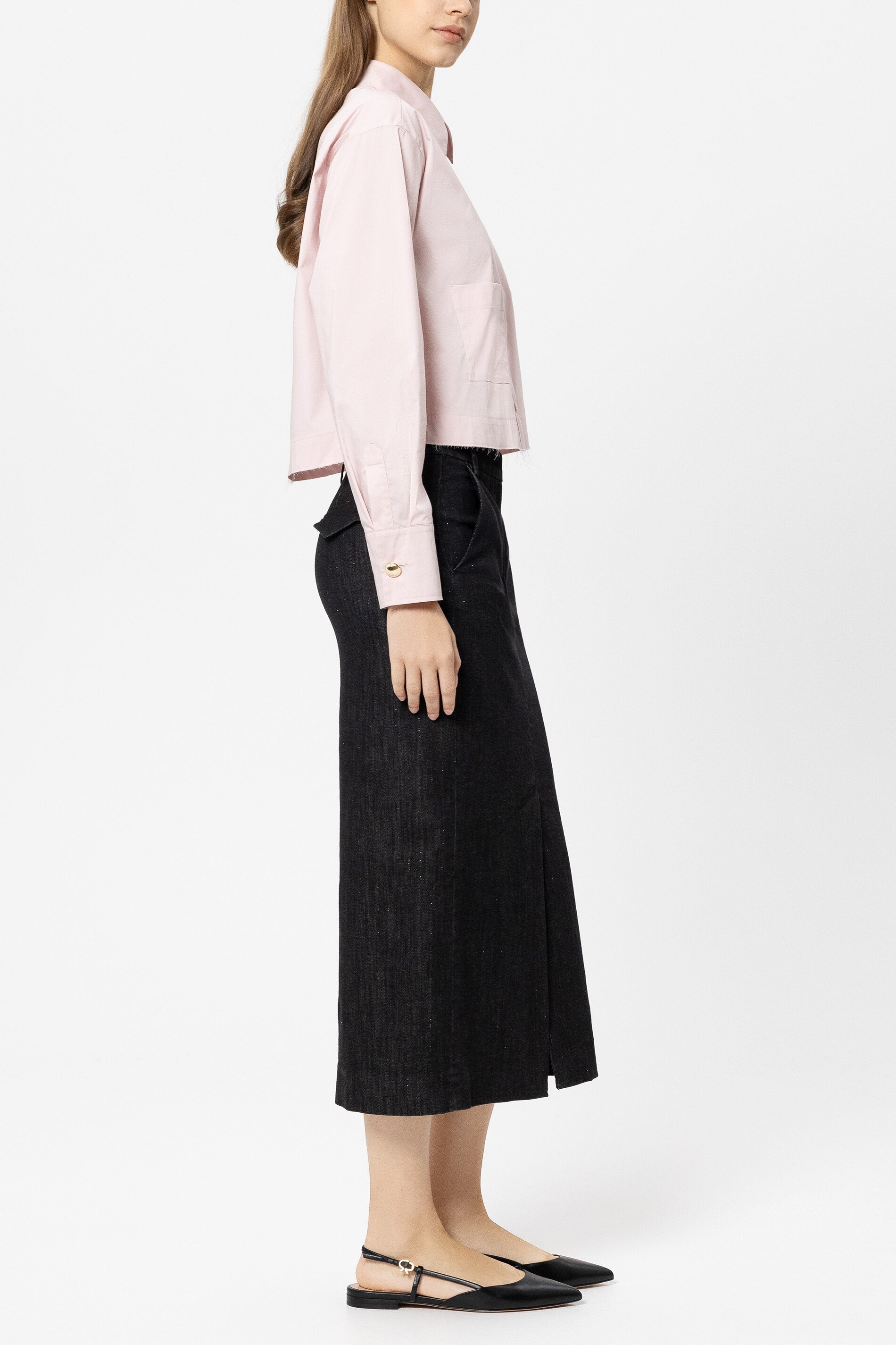 Hemdbluse aus Baumwoll-Mix - creamy blush - Standard | Model Seite