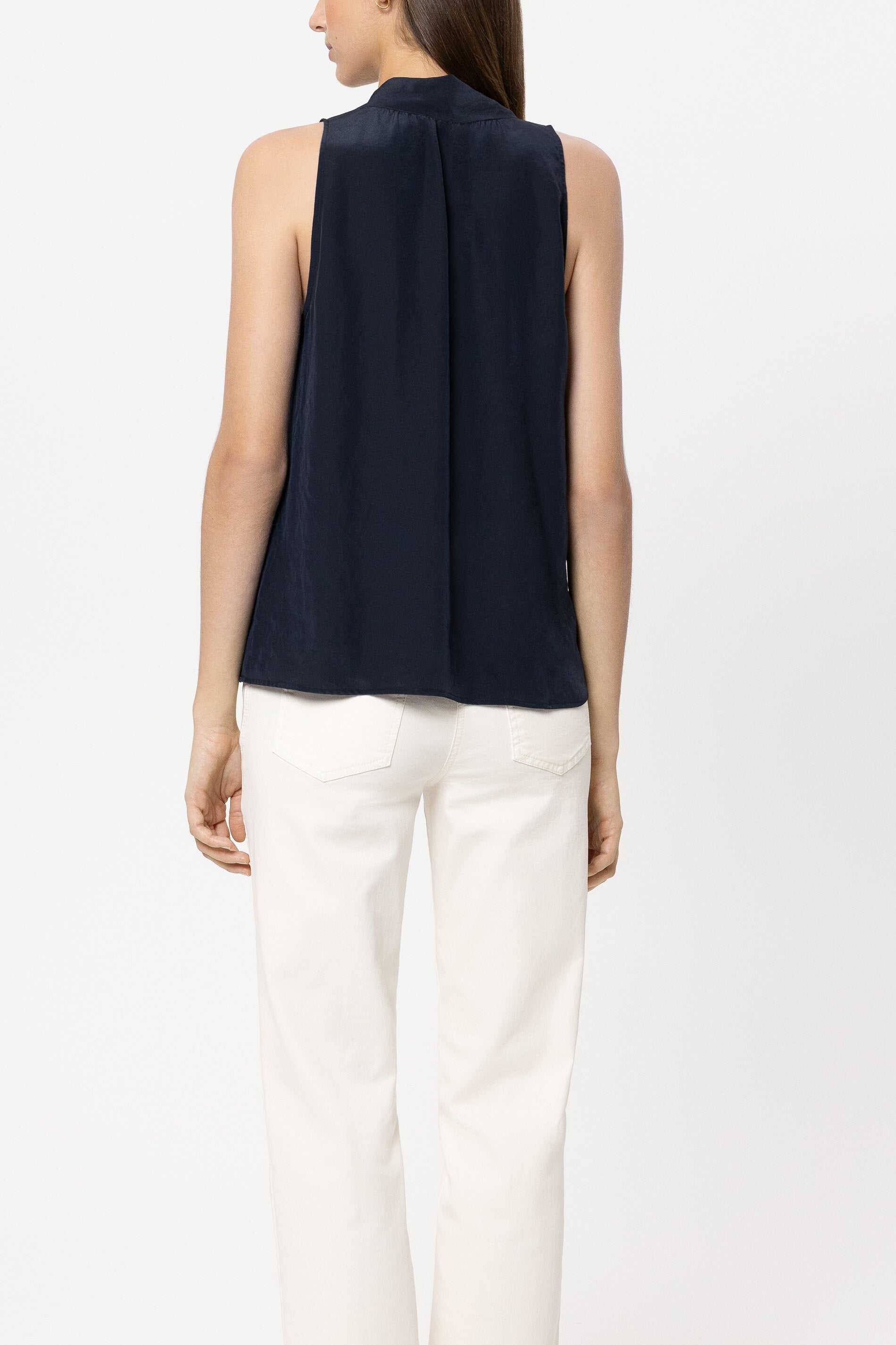 Blusentop mit Spitzendetails - navy blue - Standard | Model Rück