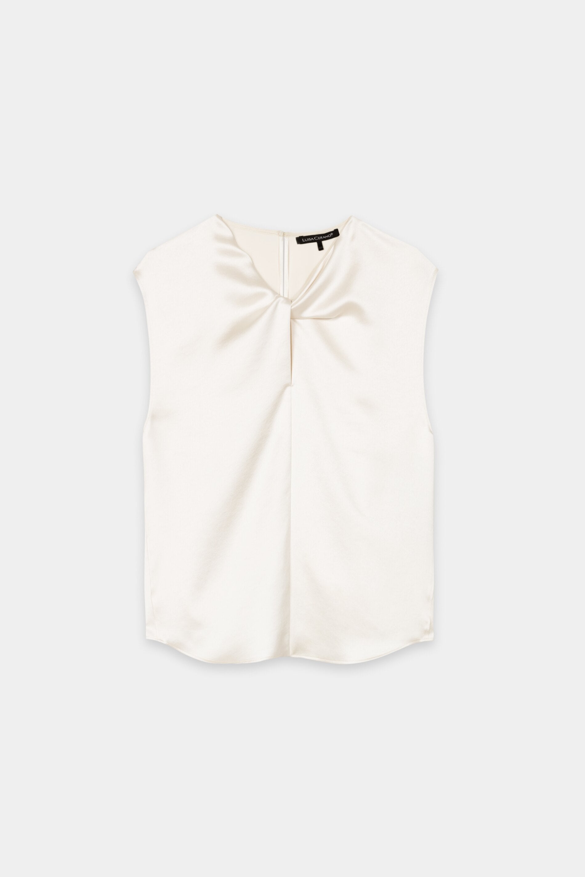 Satin-Top mit Knotendetail - cream - Standard | Artikel Front