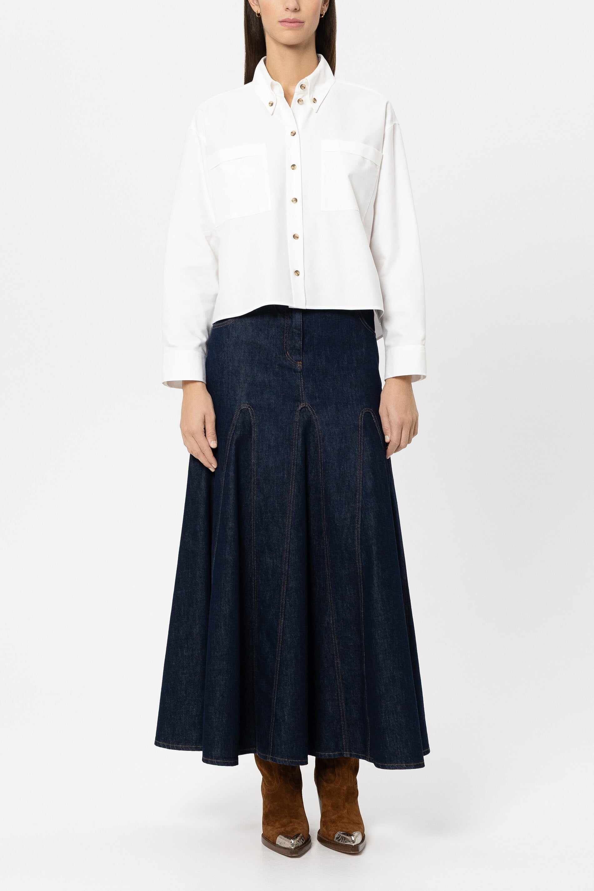 Baumwoll-Hemdbluse - white - Standard | Model Front