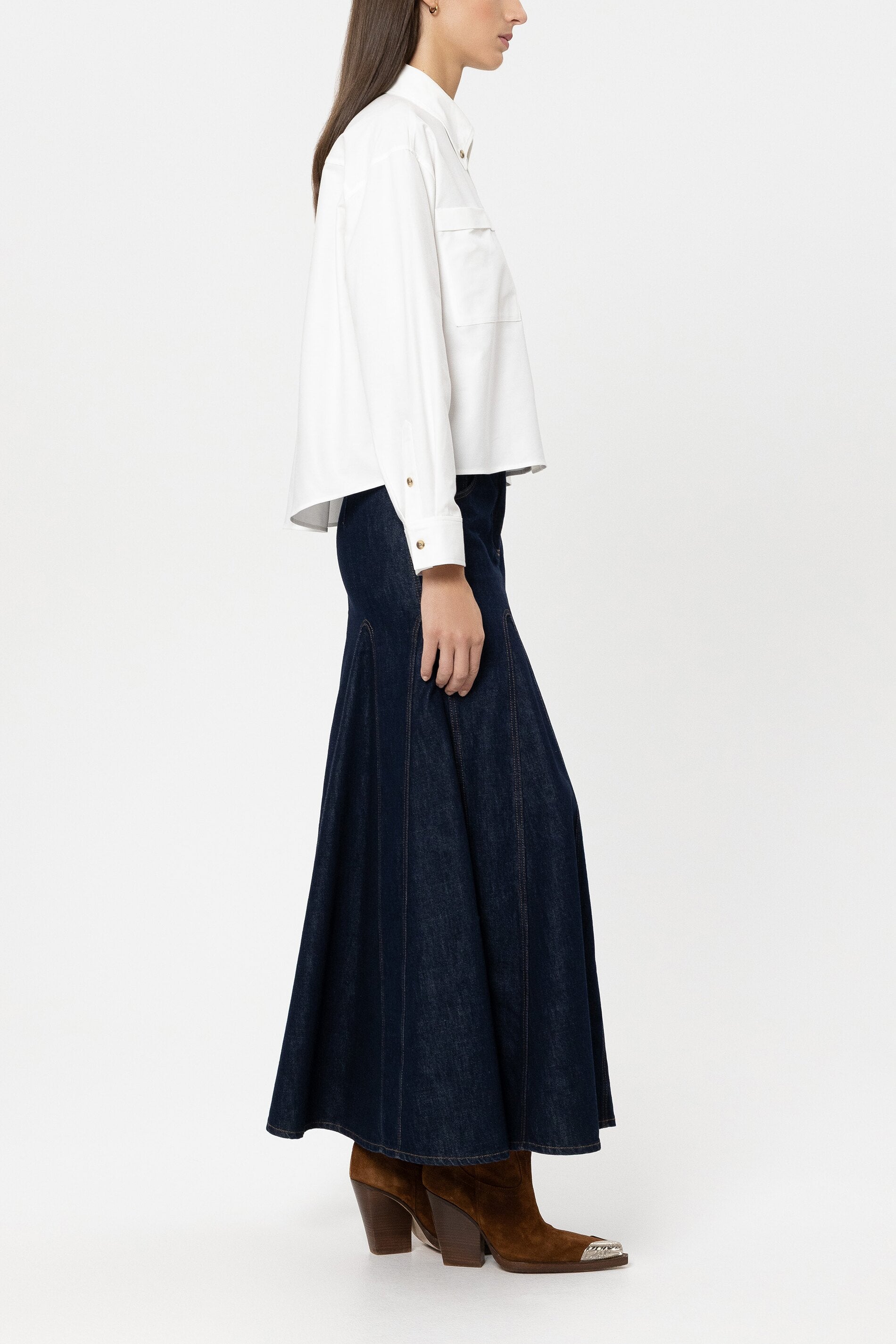 Baumwoll-Hemdbluse - white - Standard | Model Seite