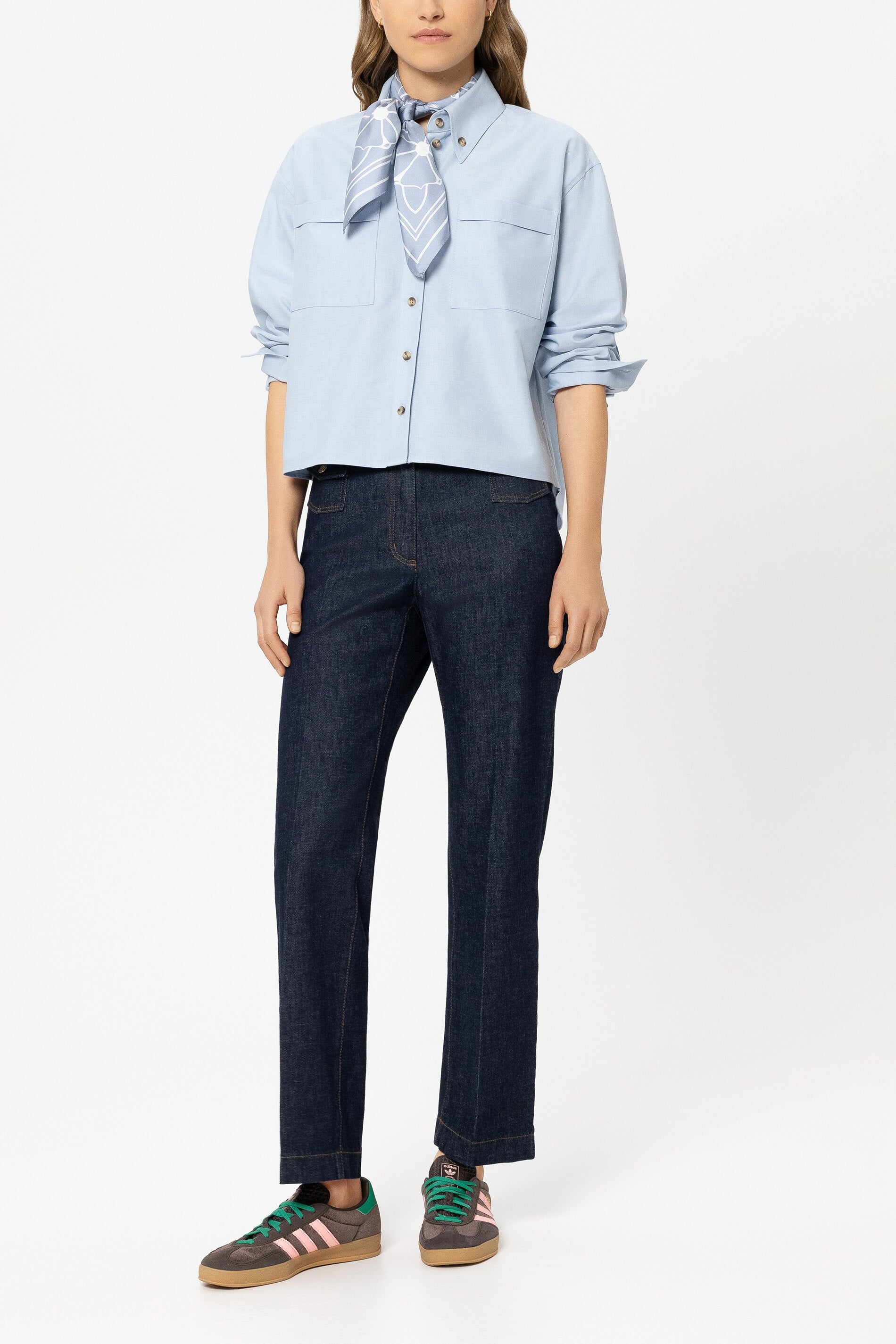 Baumwoll-Hemdbluse - light blue - Standard | Model Front