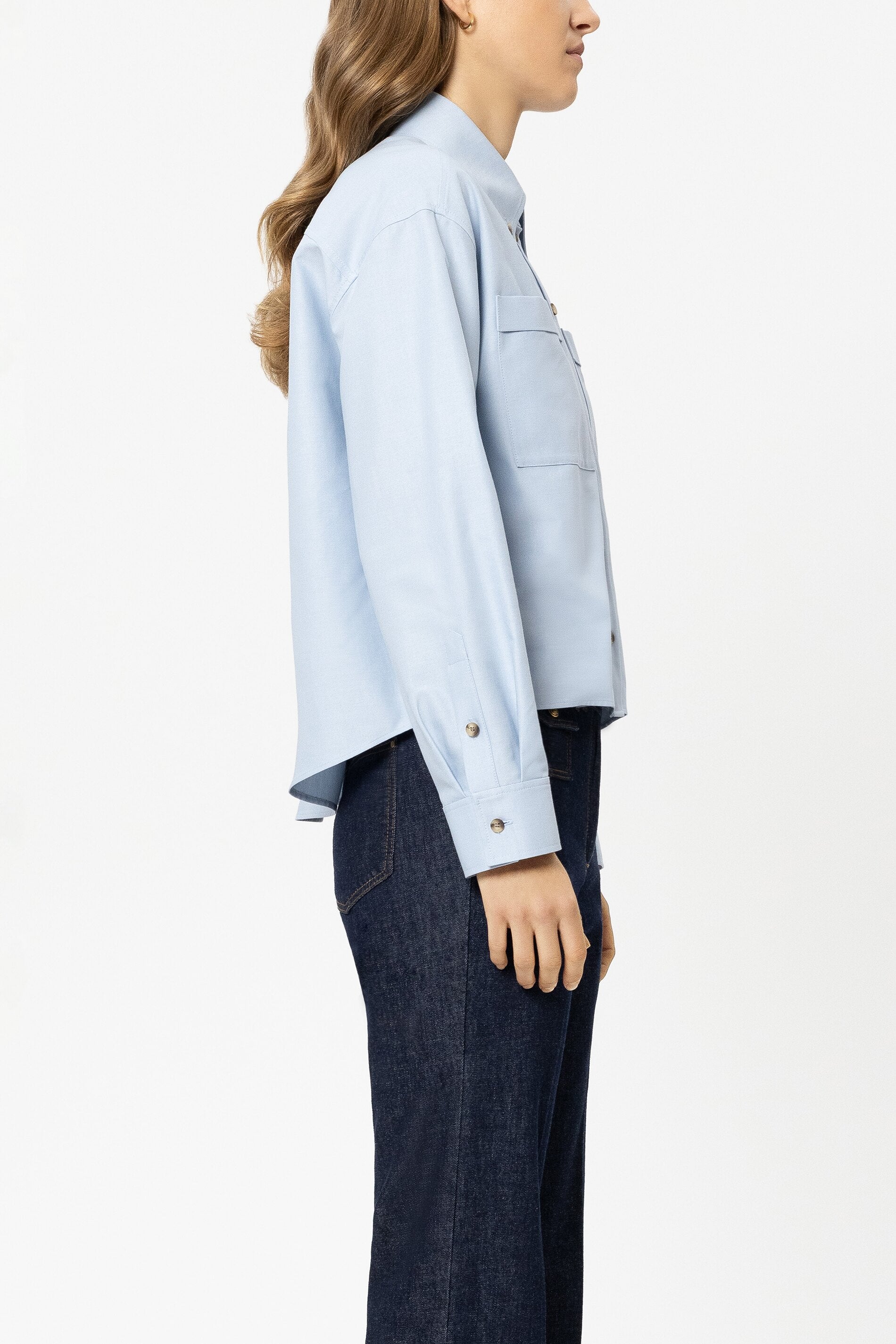 Baumwoll-Hemdbluse - light blue - Standard | Model Seite