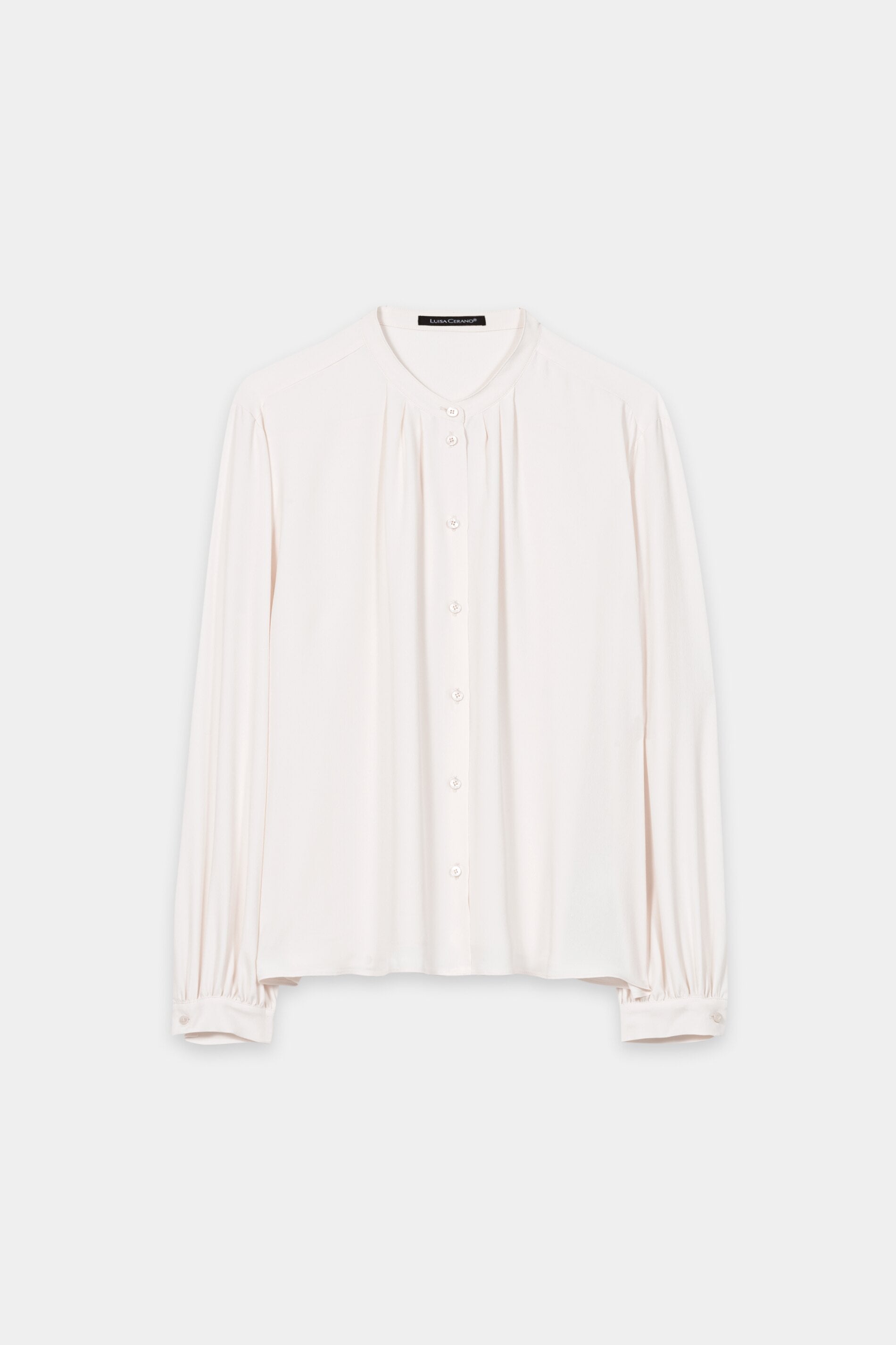 Langarmbluse aus Seiden-Mix - cream - Standard | Artikel Front