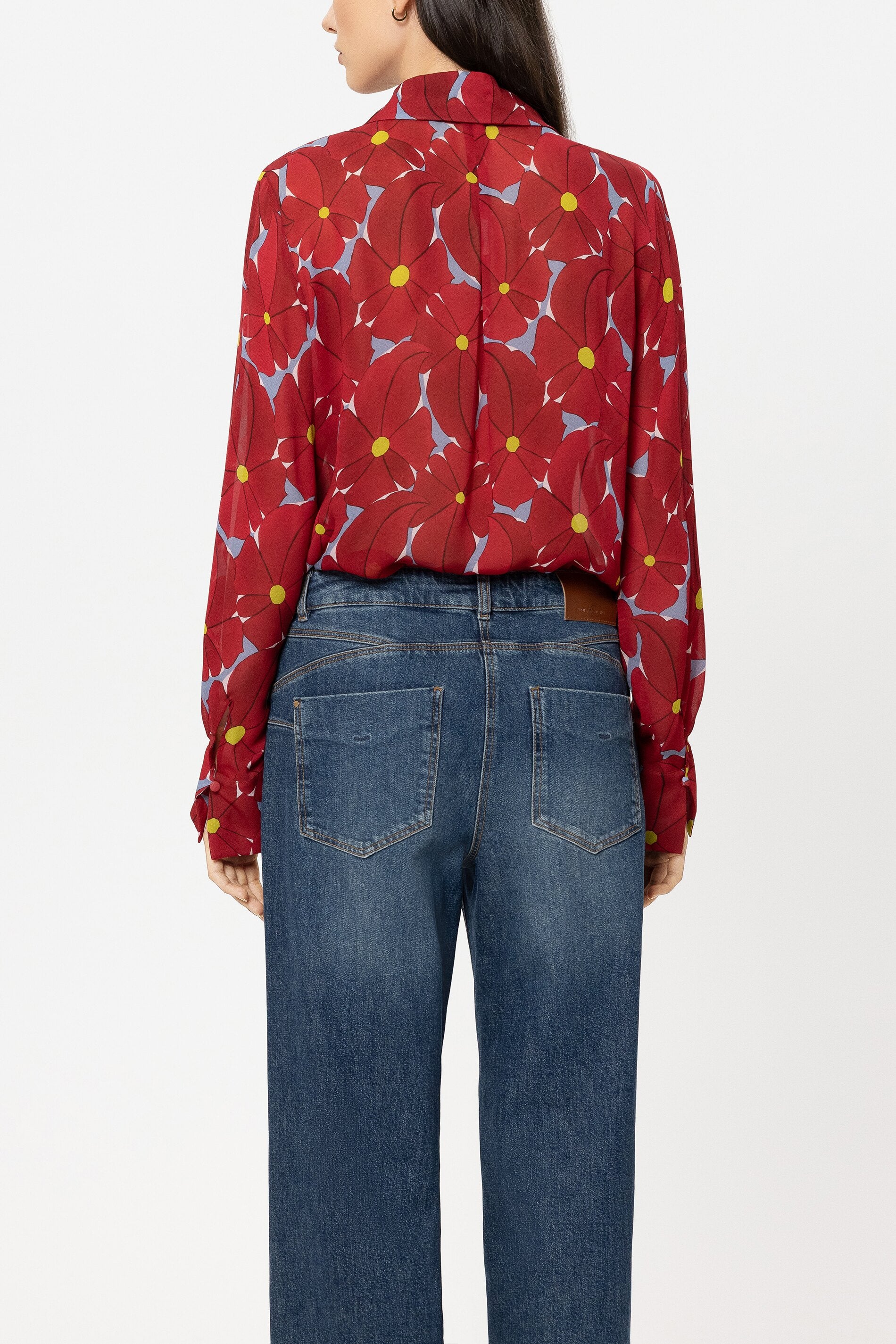 Bluse mit Flower-Print - multi - Standard | Model Rück