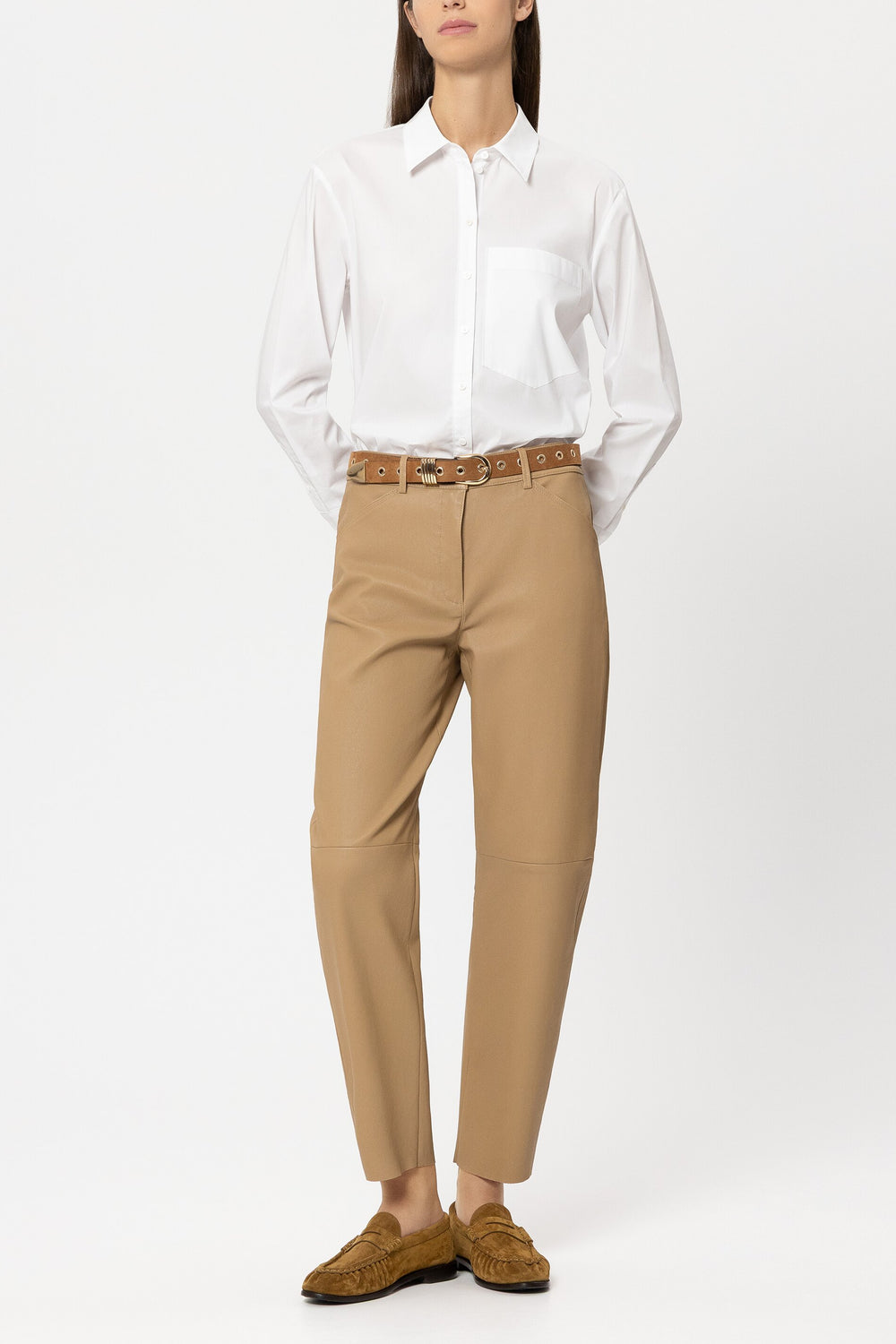 Shirt blouse with ajour embroidery - white - Standard