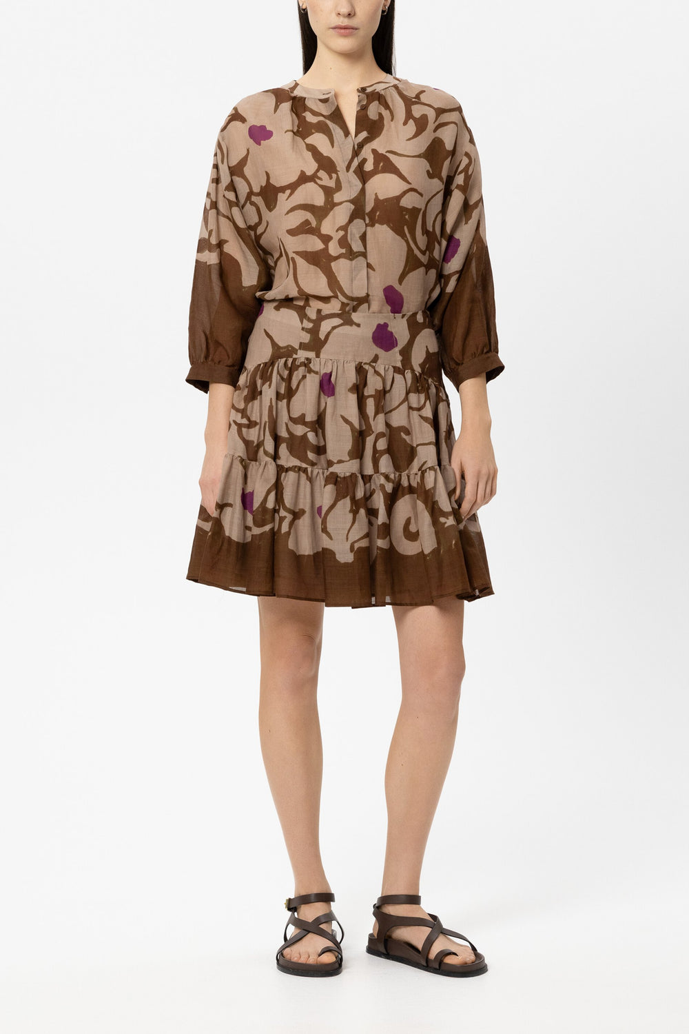 Blouse with flower print - light terracotta / multi - Standard