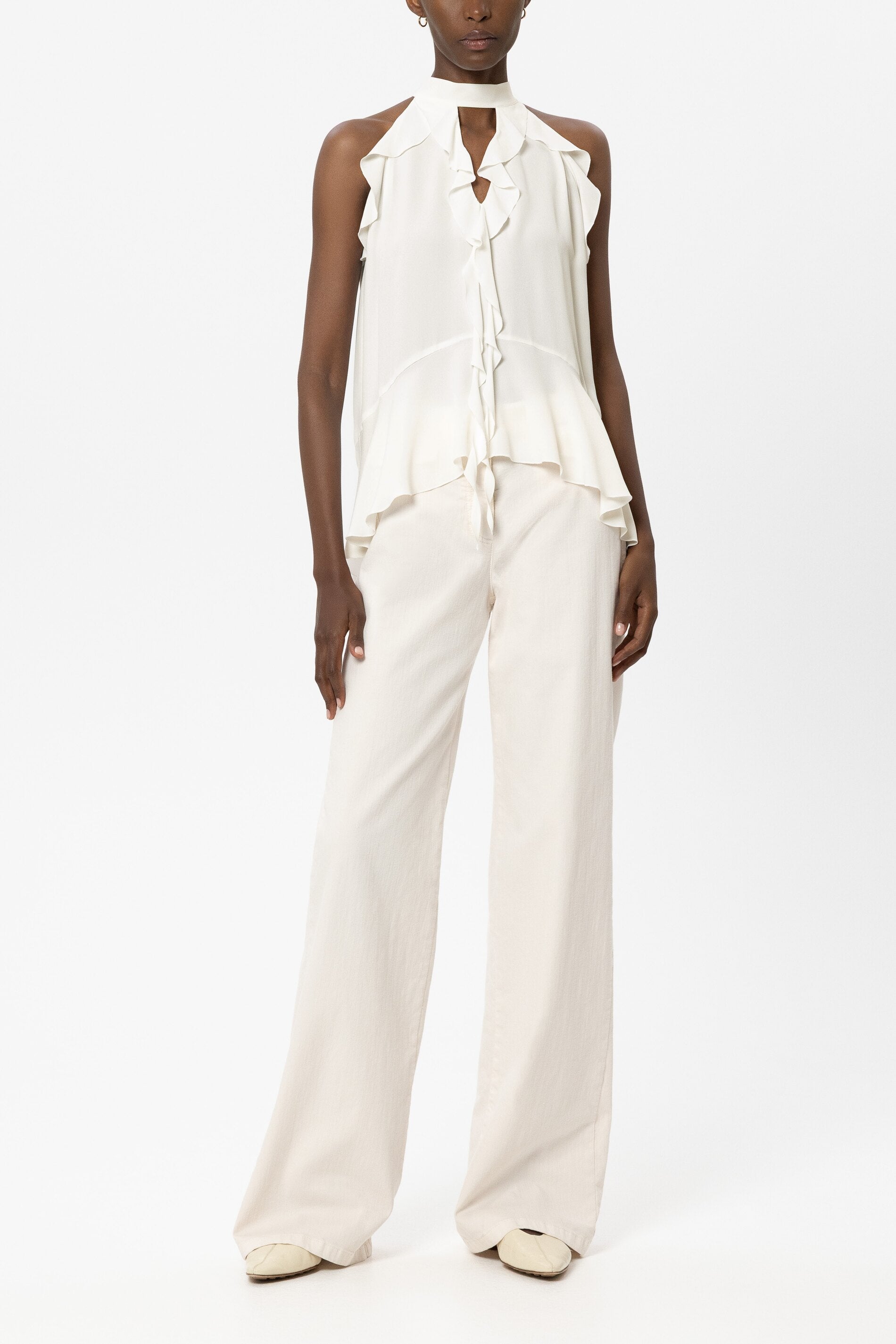 Bohotop aus Seiden-Mix - off-white - Standard | Model Front