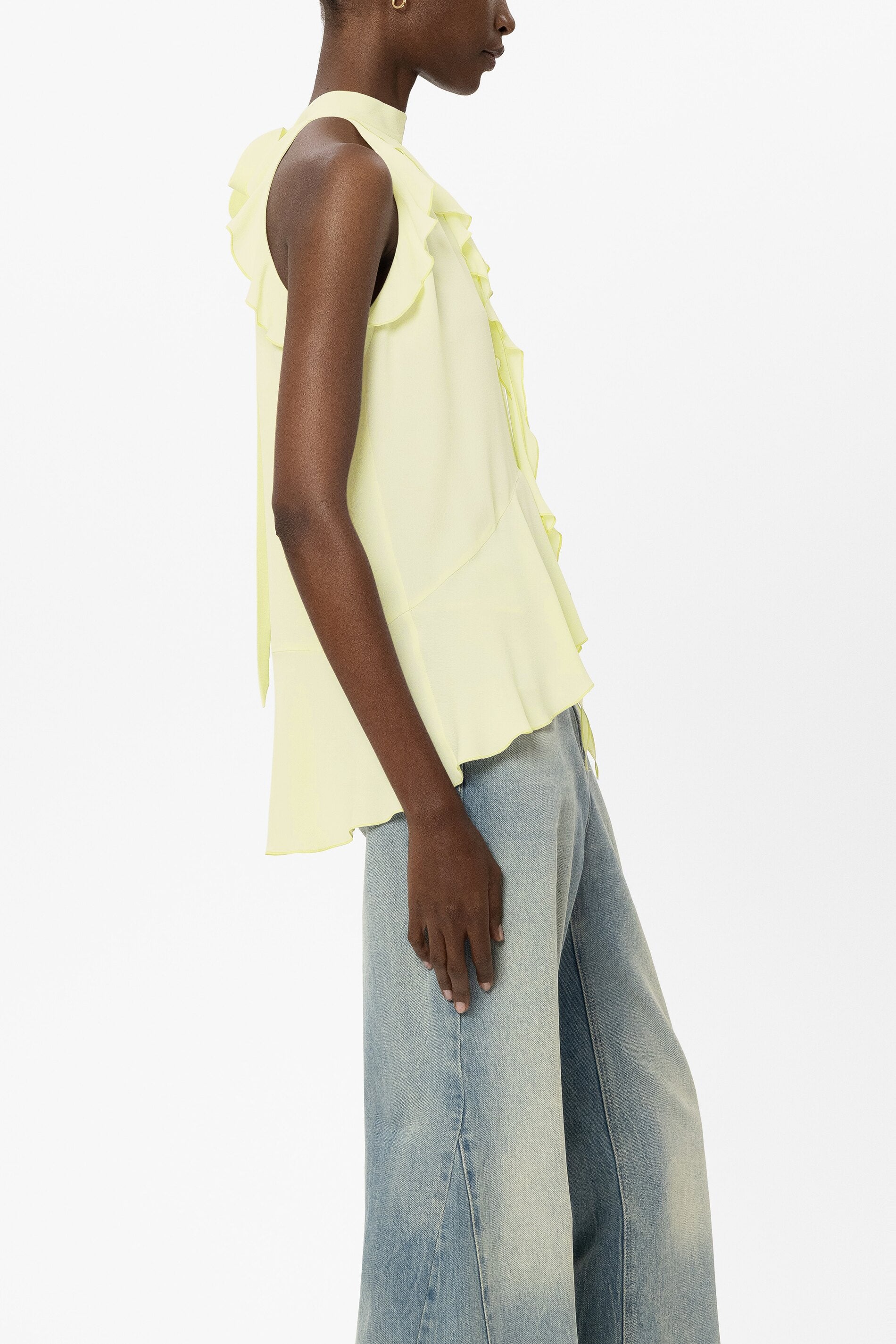 Bohotop aus Seiden-Mix - citron - Standard | Model Seite