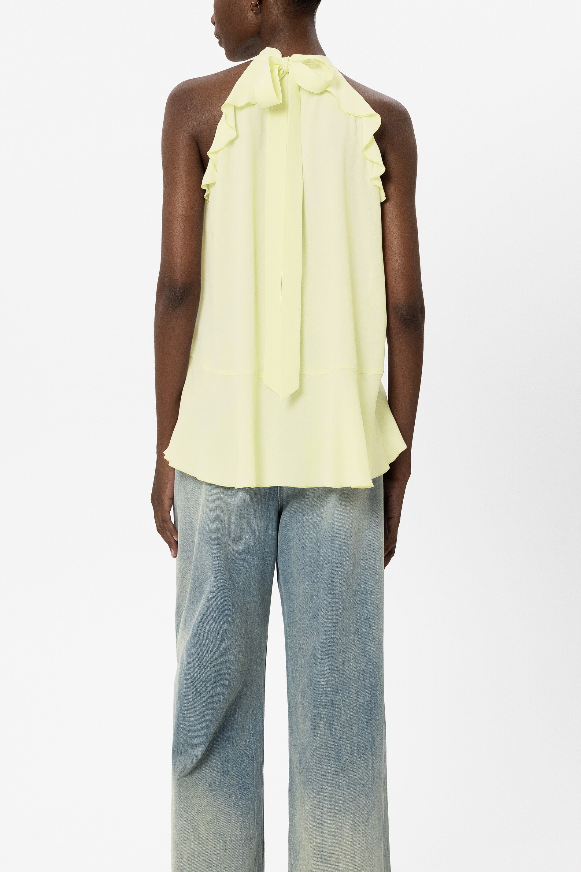 Bohotop aus Seiden-Mix - citron - Standard | Model Rück