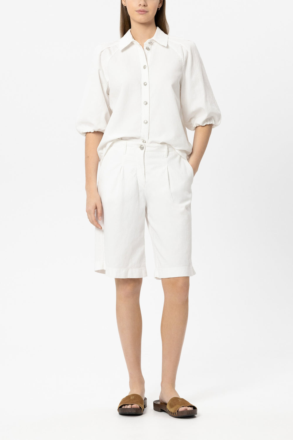 Bluse aus Leinen-Mix - white - Standard