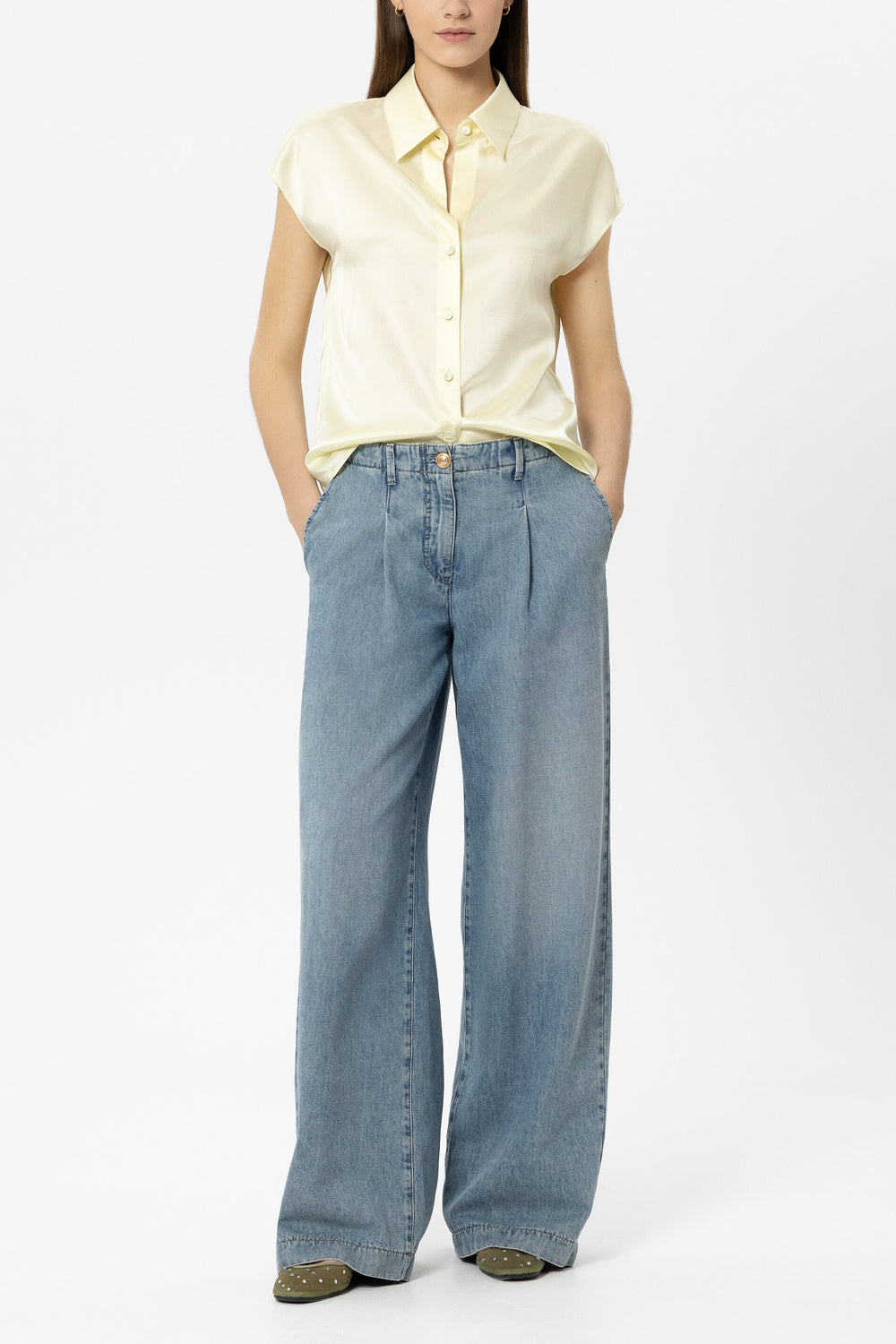 Seiden-Top - citron - Standard