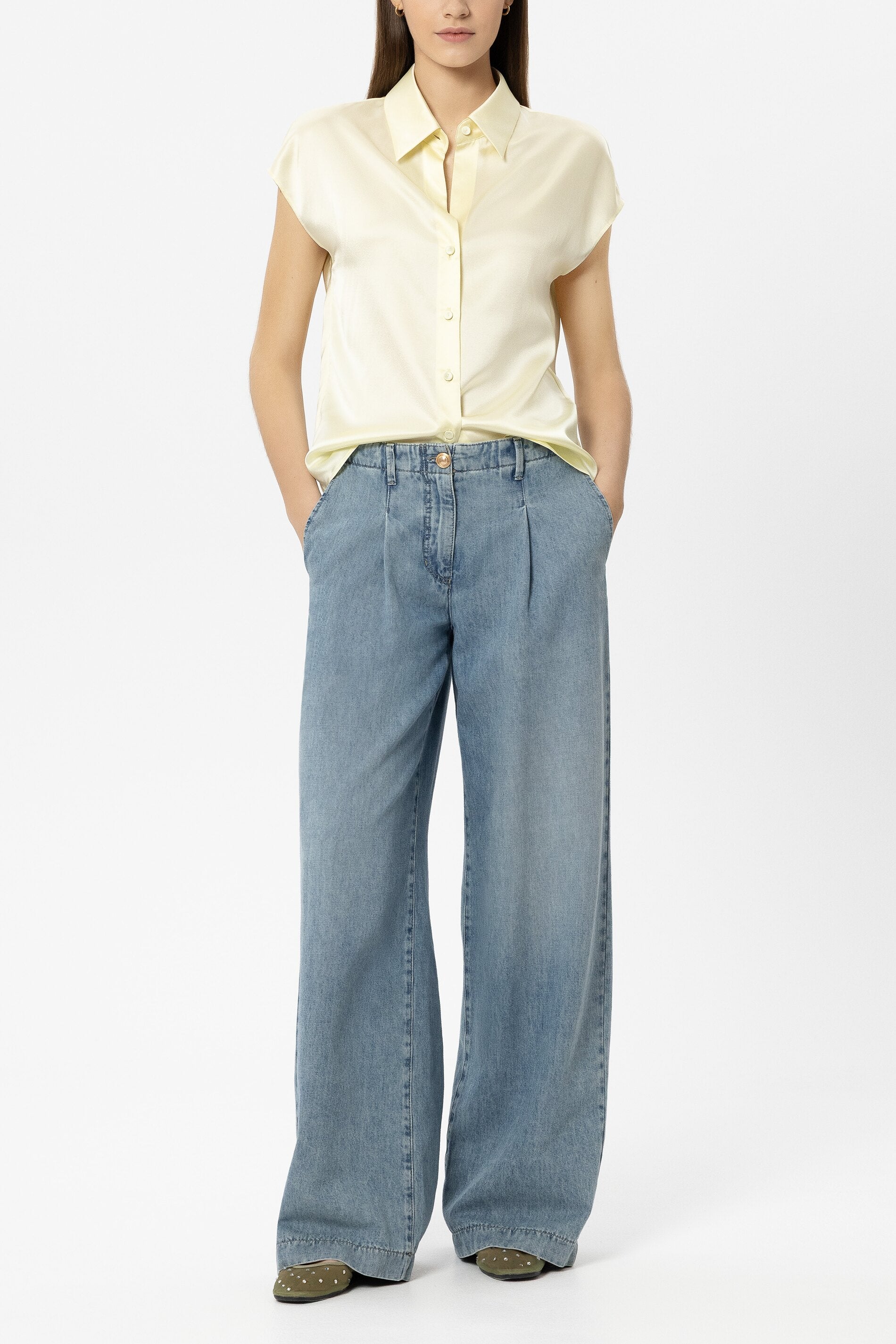 Seiden-Top - citron - Standard | Model Front