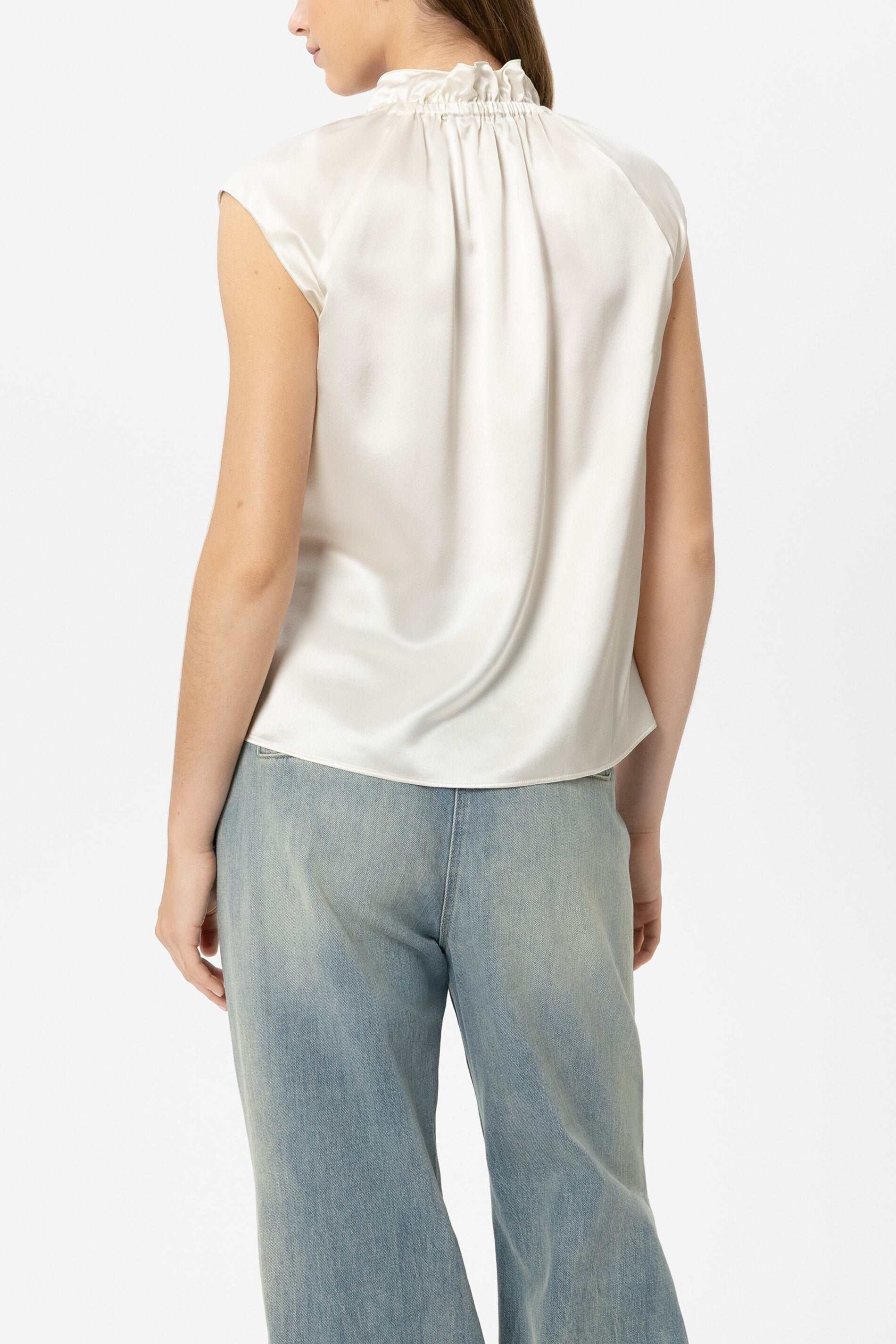 Seiden-Hemdbluse - milk - Standard | Model Rück