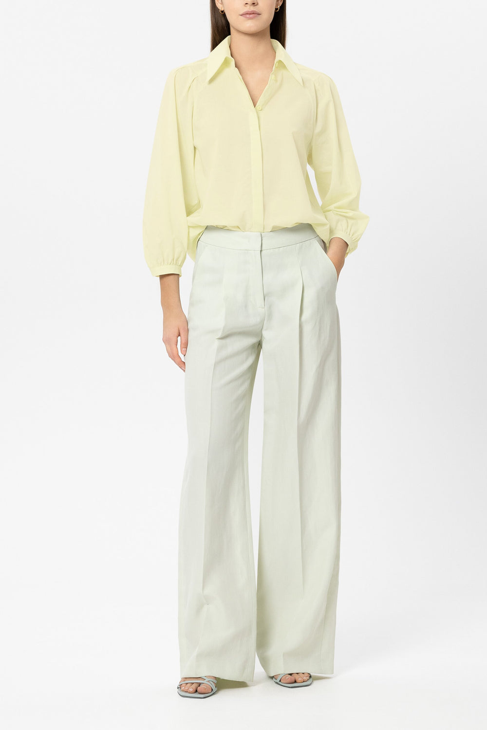 Hemdbluse aus Baumwollvoile - citron - Standard