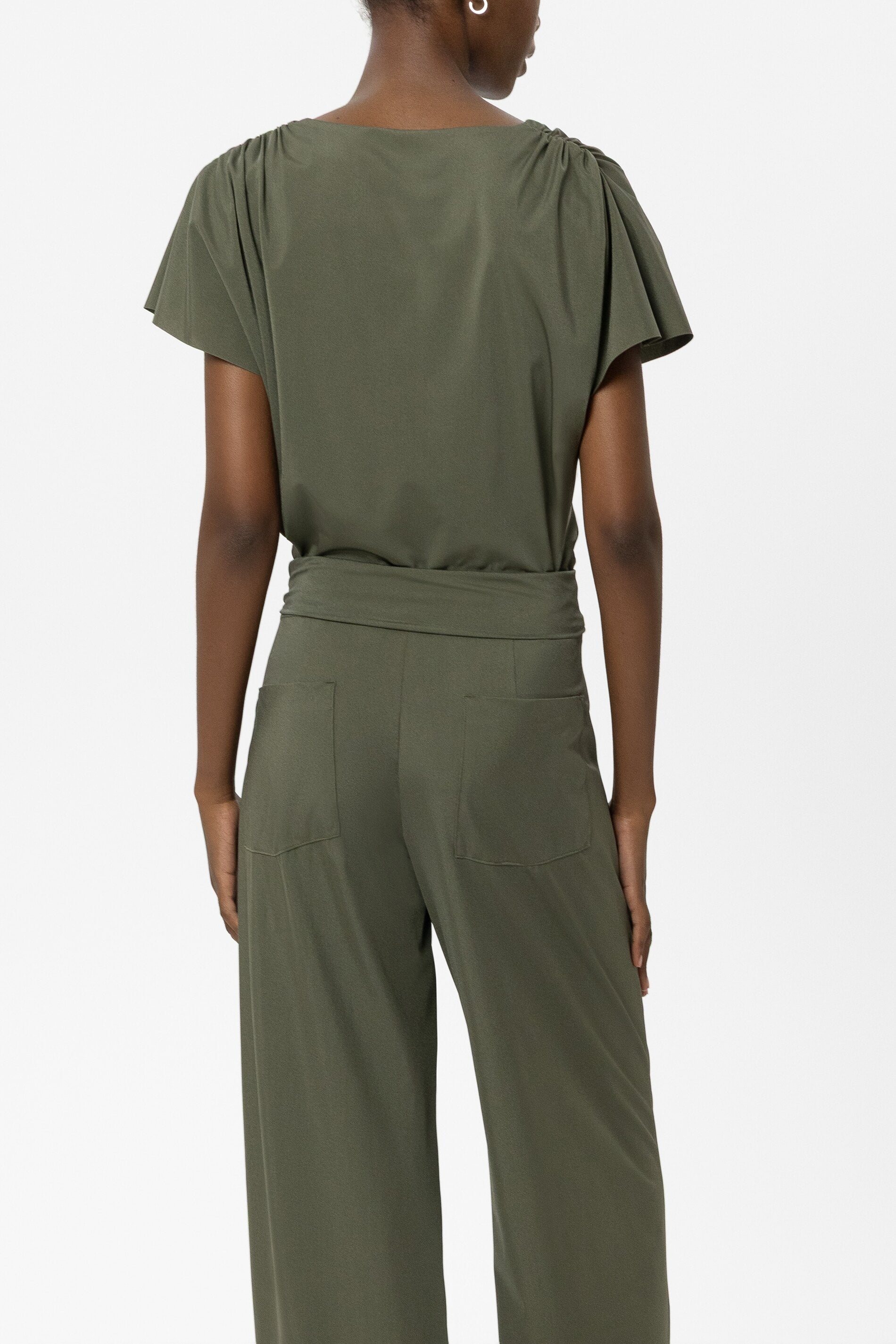 Softshell-Blusenshirt - khaki - Standard | Model Rück