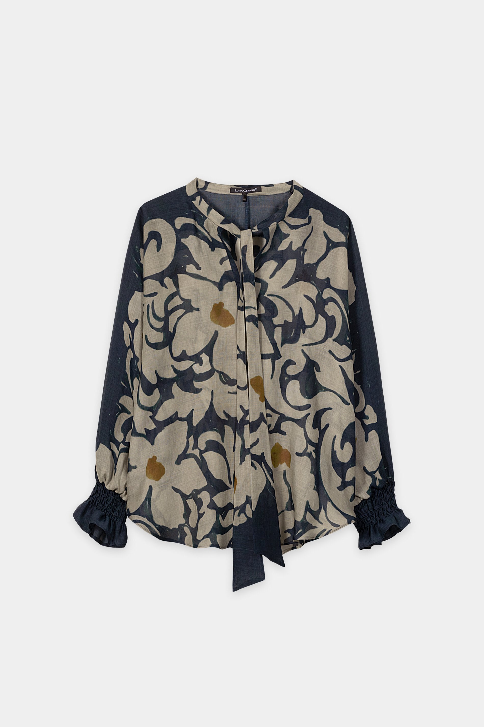 Bluse mit Flower-Print - tinted blue / multi - Standard | Artikel Front