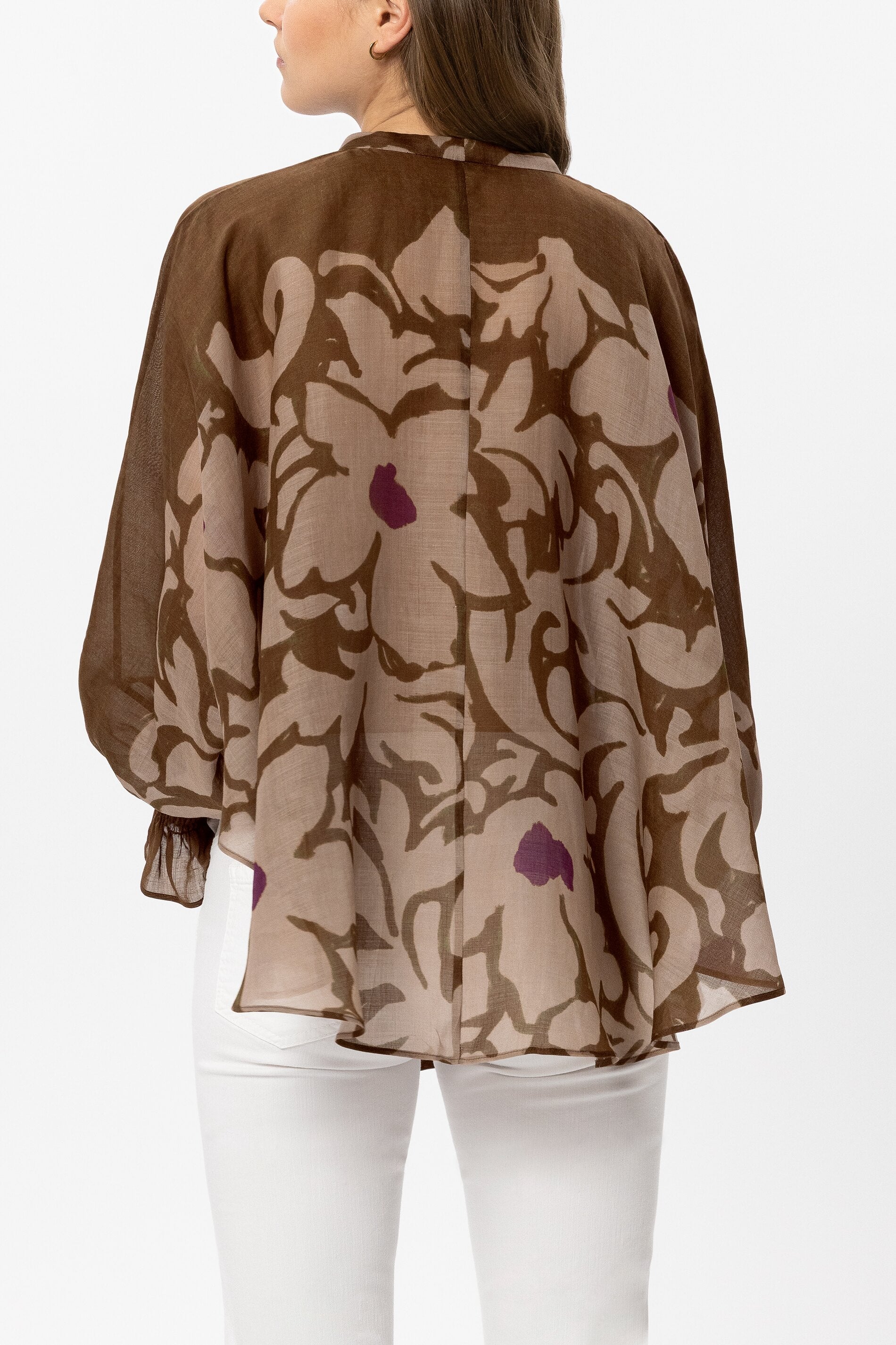 Bluse mit Flower-Print - light terracotta / multi - Standard | Model Rück