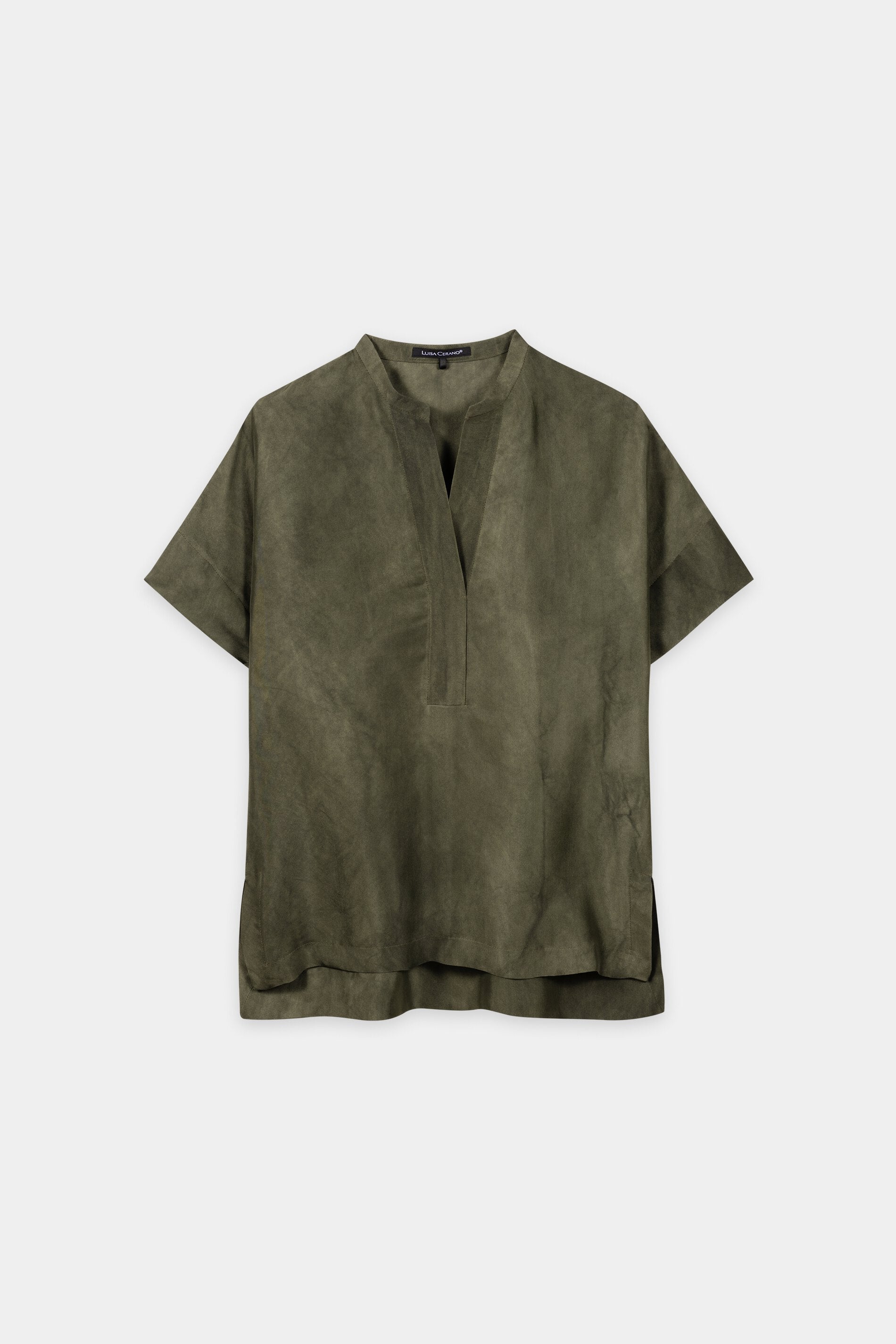 Tunika aus Seiden-Mix - khaki - Standard | Artikel Front