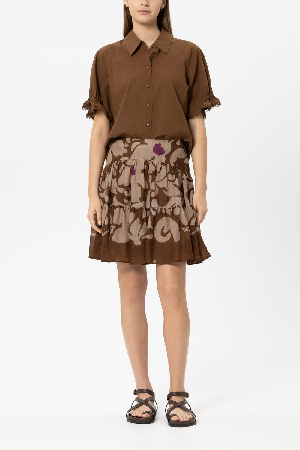 Cotton voile blouse - dark terracotta - Standard