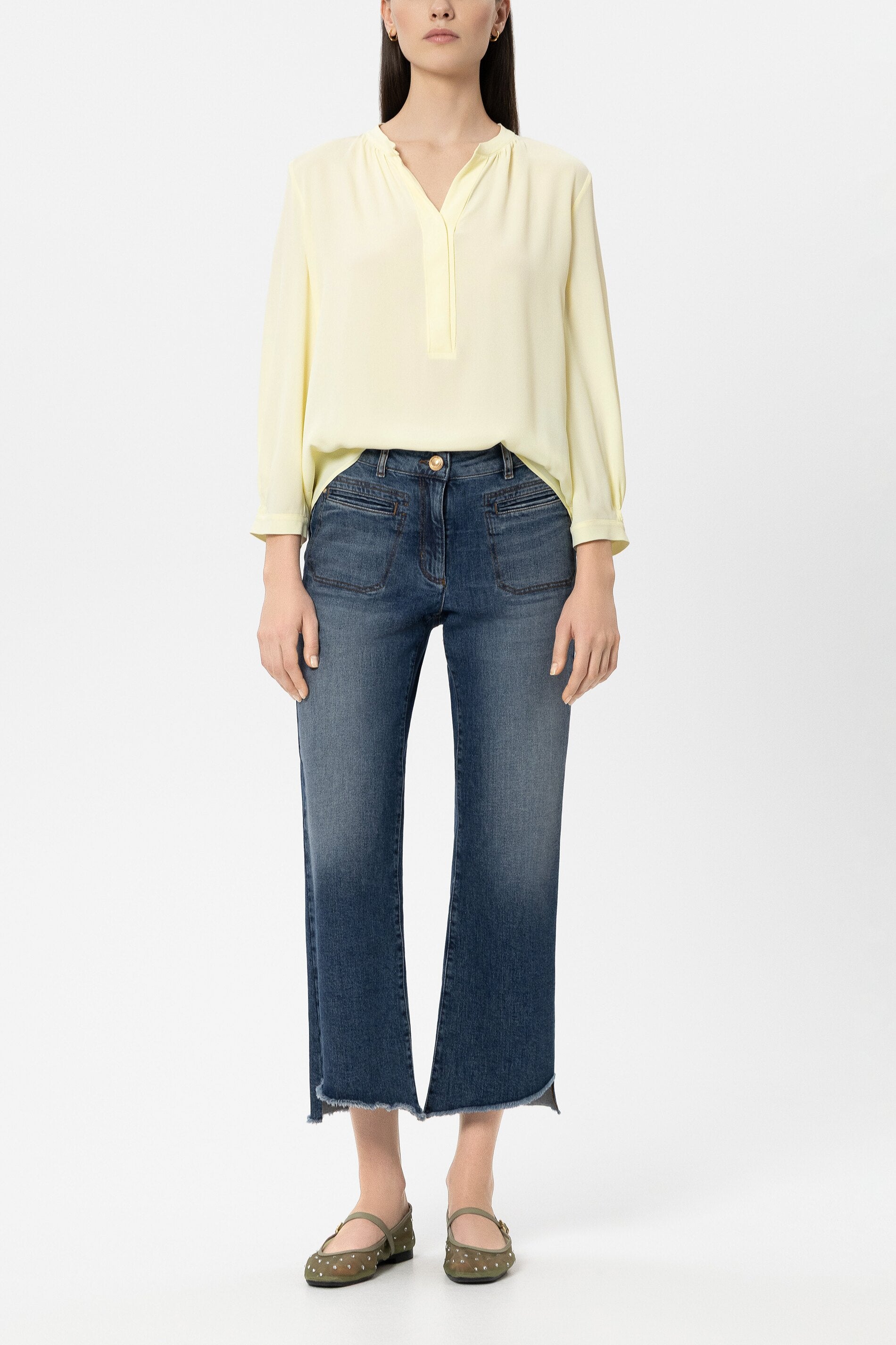 Tunika aus Seiden-Mix - citron - Standard | Model Front