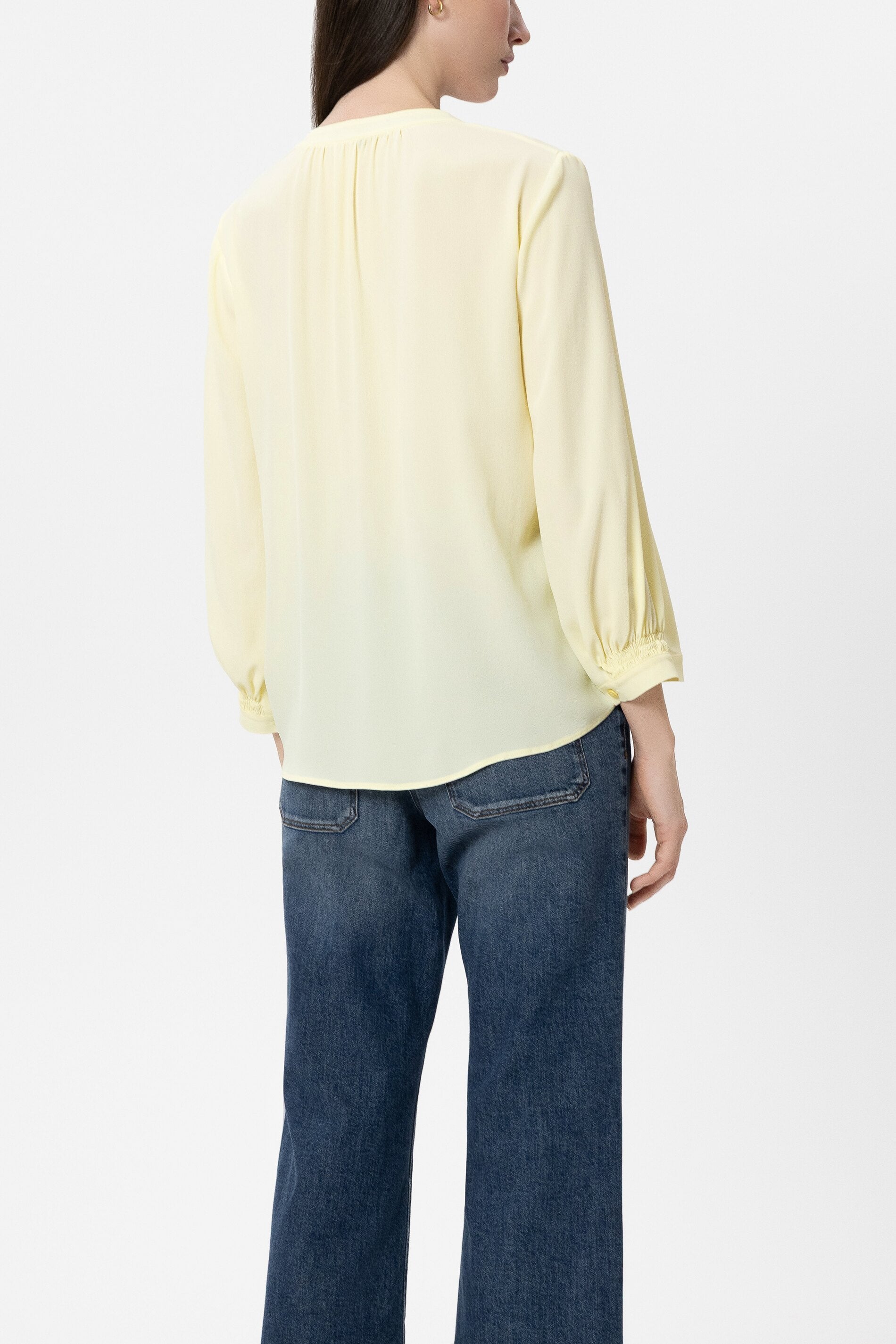 Tunika aus Seiden-Mix - citron - Standard | Model Rück