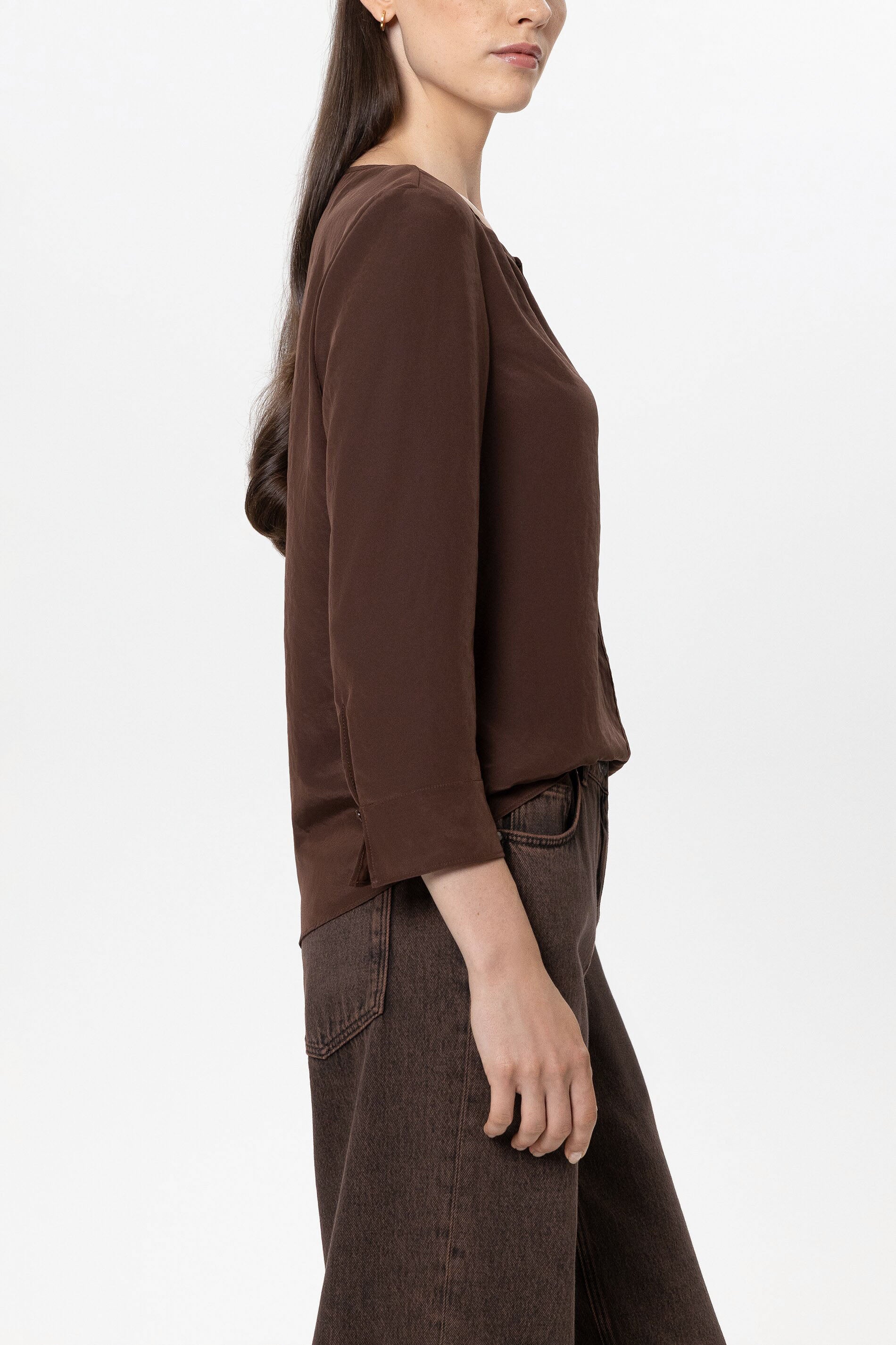 Fließendes Blusenshirt - marone - Standard | Model Seite